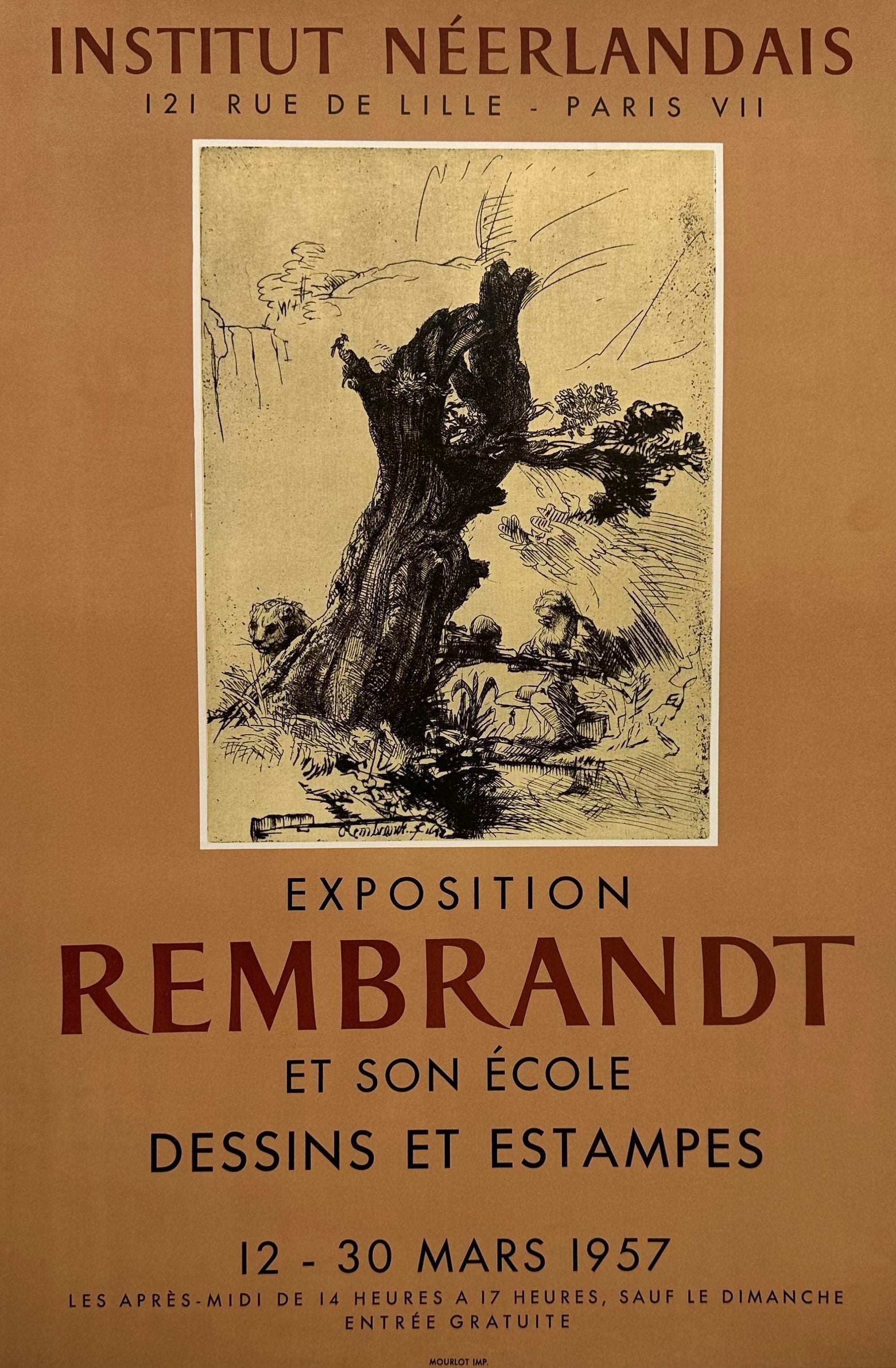 Rembrandt Exhibition- Institut Néerlandais, Paris - Authentic Vintage Poster