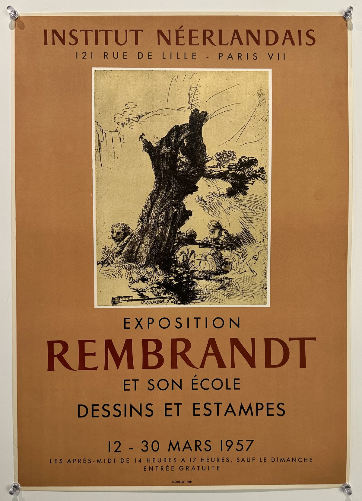 Rembrandt Exhibition- Institut Néerlandais, Paris - Authentic Vintage Poster