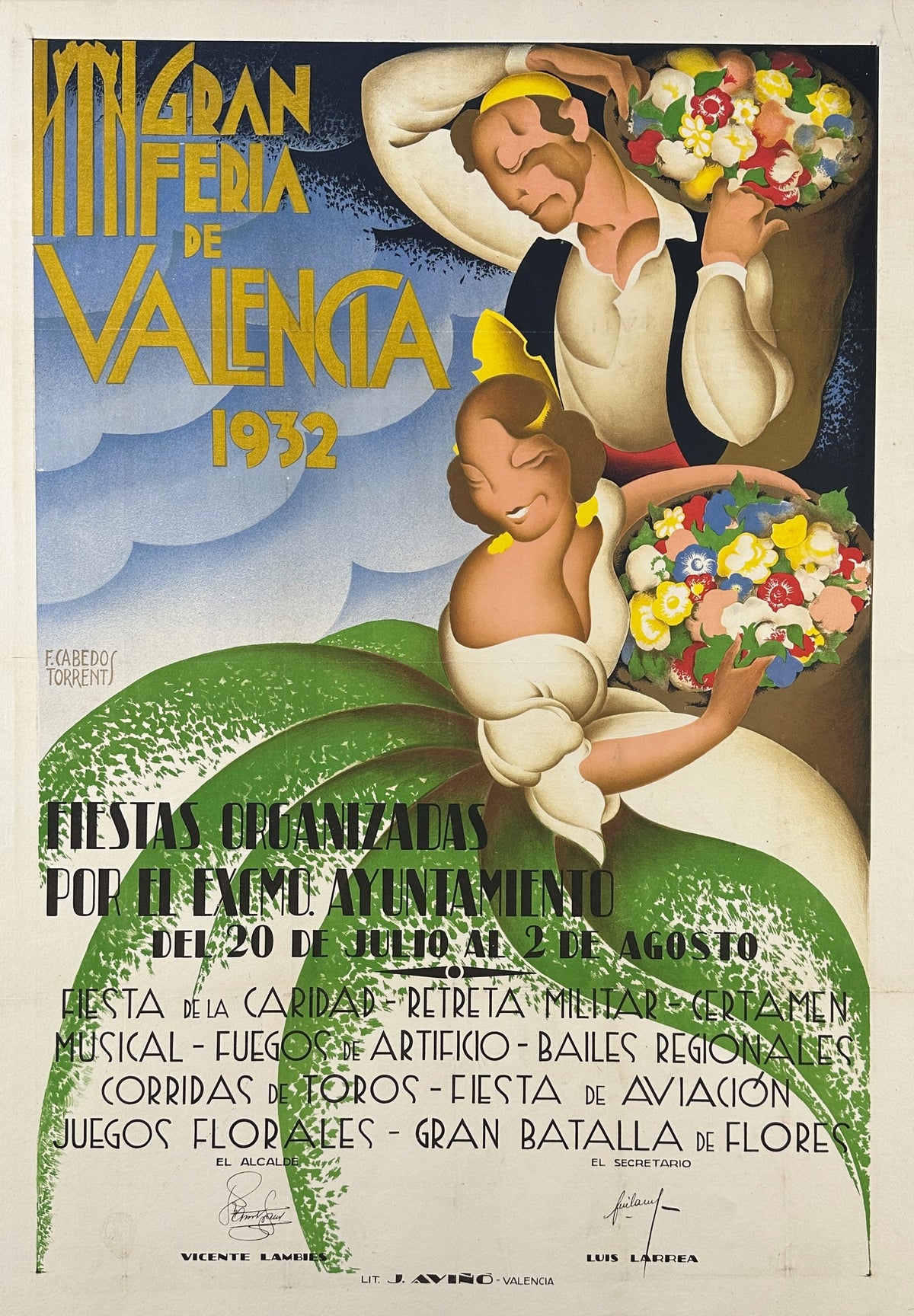 Gran Feria de Valencia by F. Cabedo Torrent - Authentic Vintage Poster