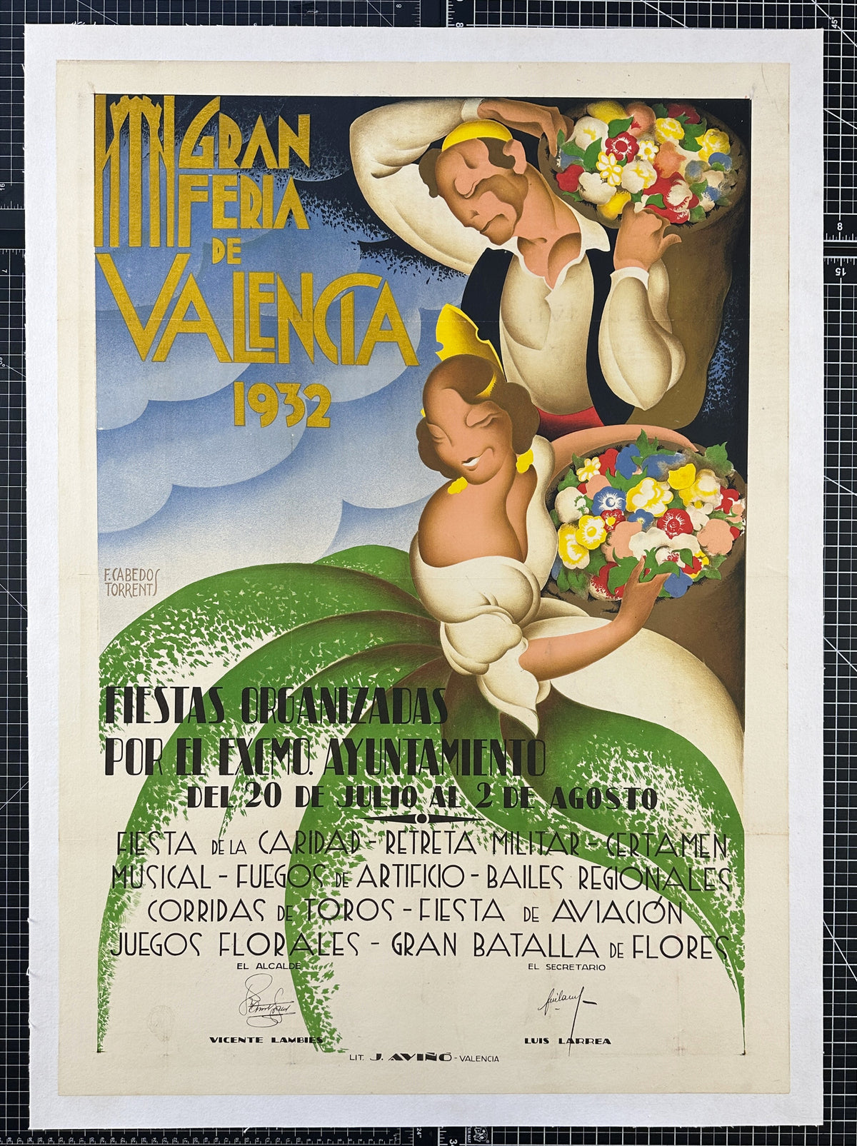 Gran Feria de Valencia by F. Cabedo Torrent - Authentic Vintage Poster
