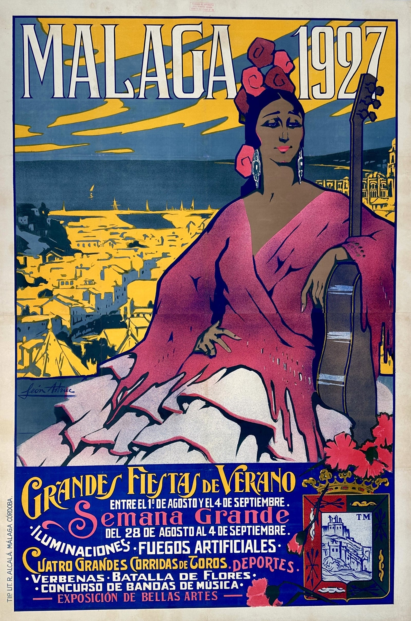 Grandes Fiestas de Verano, Málaga - Authentic Vintage Poster