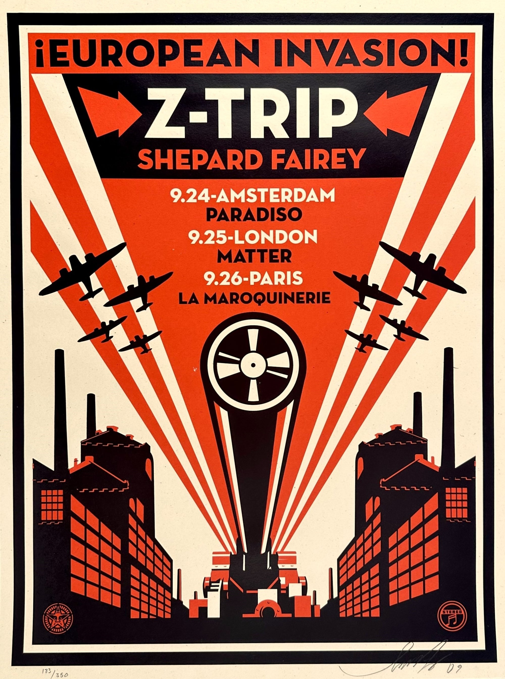 Z-Trip, European Invasion- Shepard Fairey - Authentic Vintage Poster