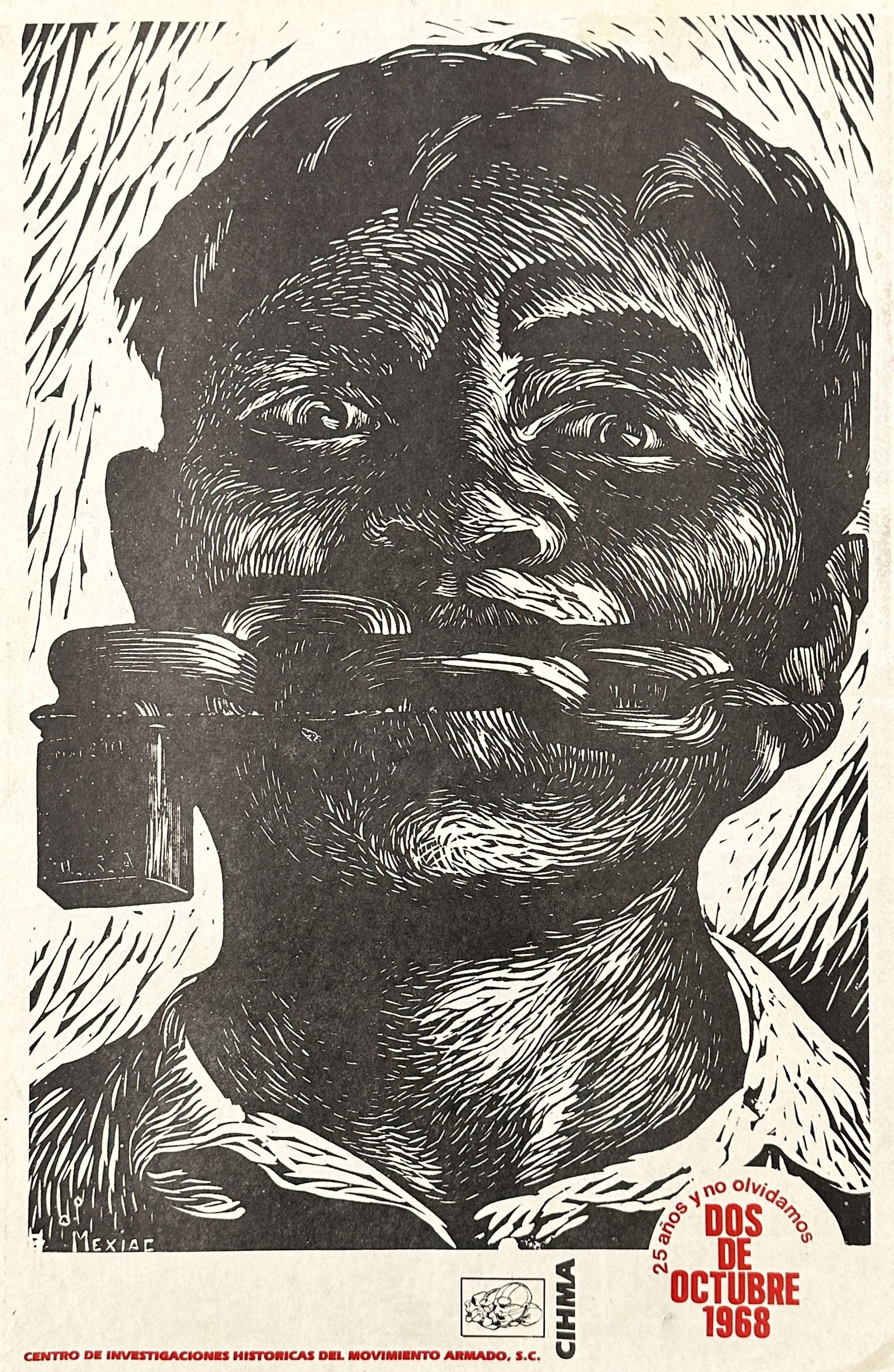 Dos de Octubre, Woodblock- Mexico, Cuba - Authentic Vintage Poster