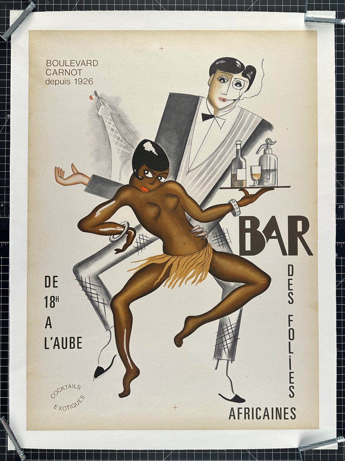 Bar Des Folies Africaines- Josephine Baker - Authentic Vintage Poster