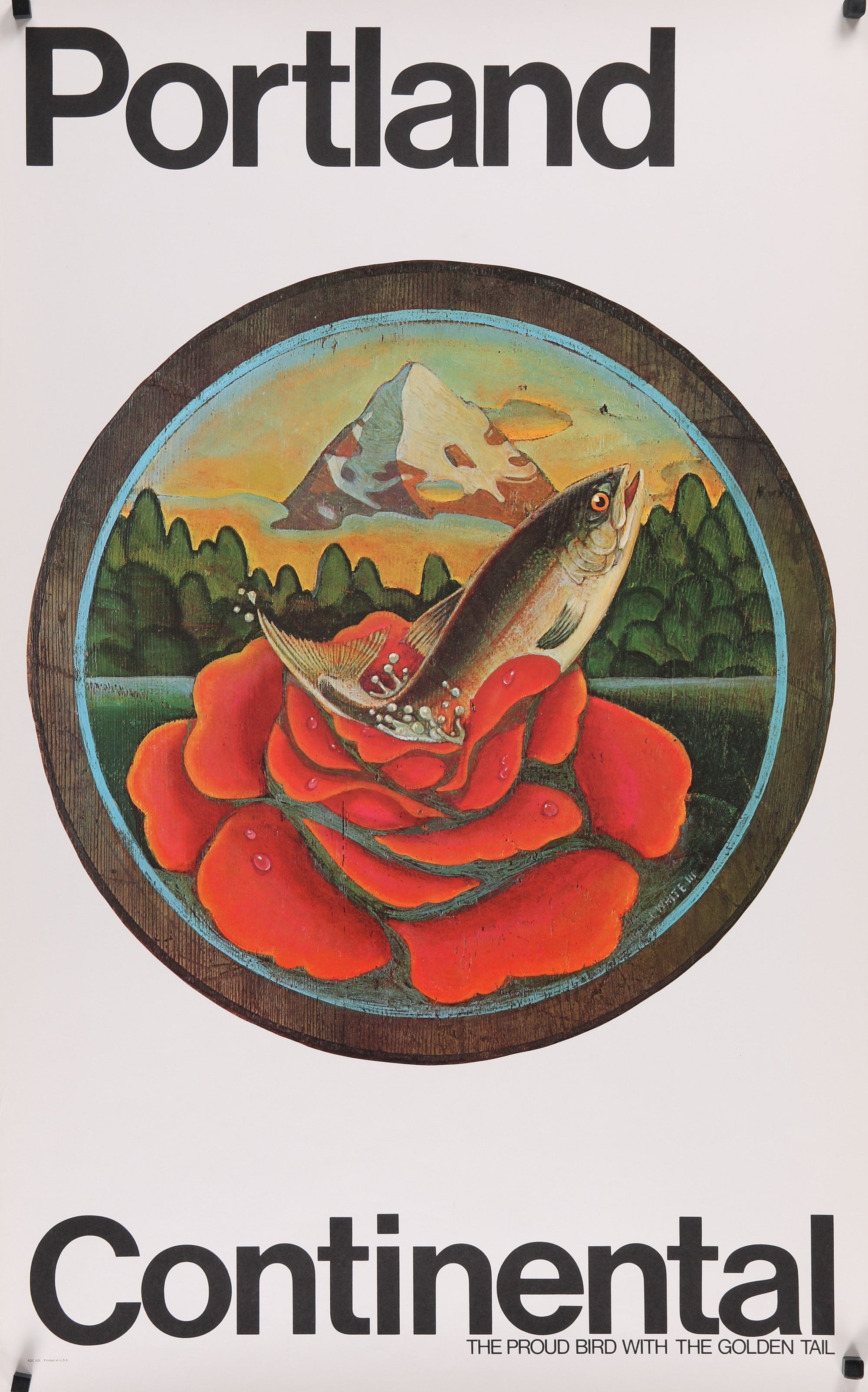 Portland- Continental Airlines - Authentic Vintage Poster