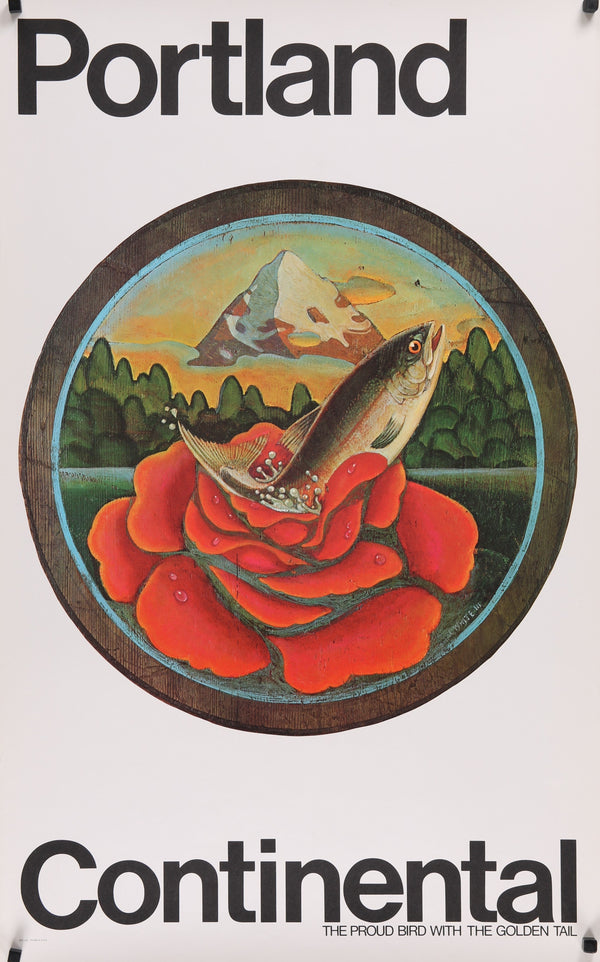 Portland- Continental Airlines - Authentic Vintage Poster