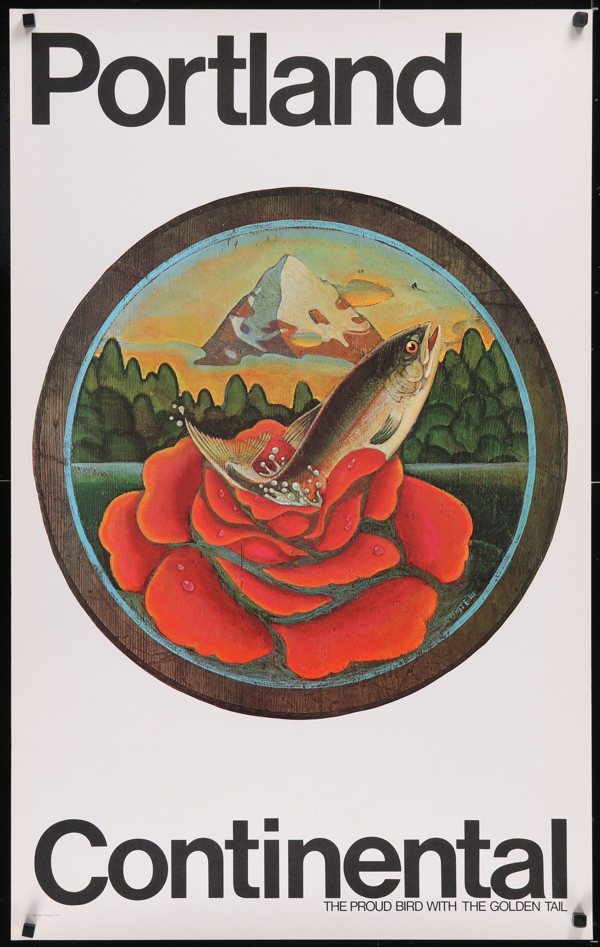 Portland- Continental Airlines - Authentic Vintage Poster