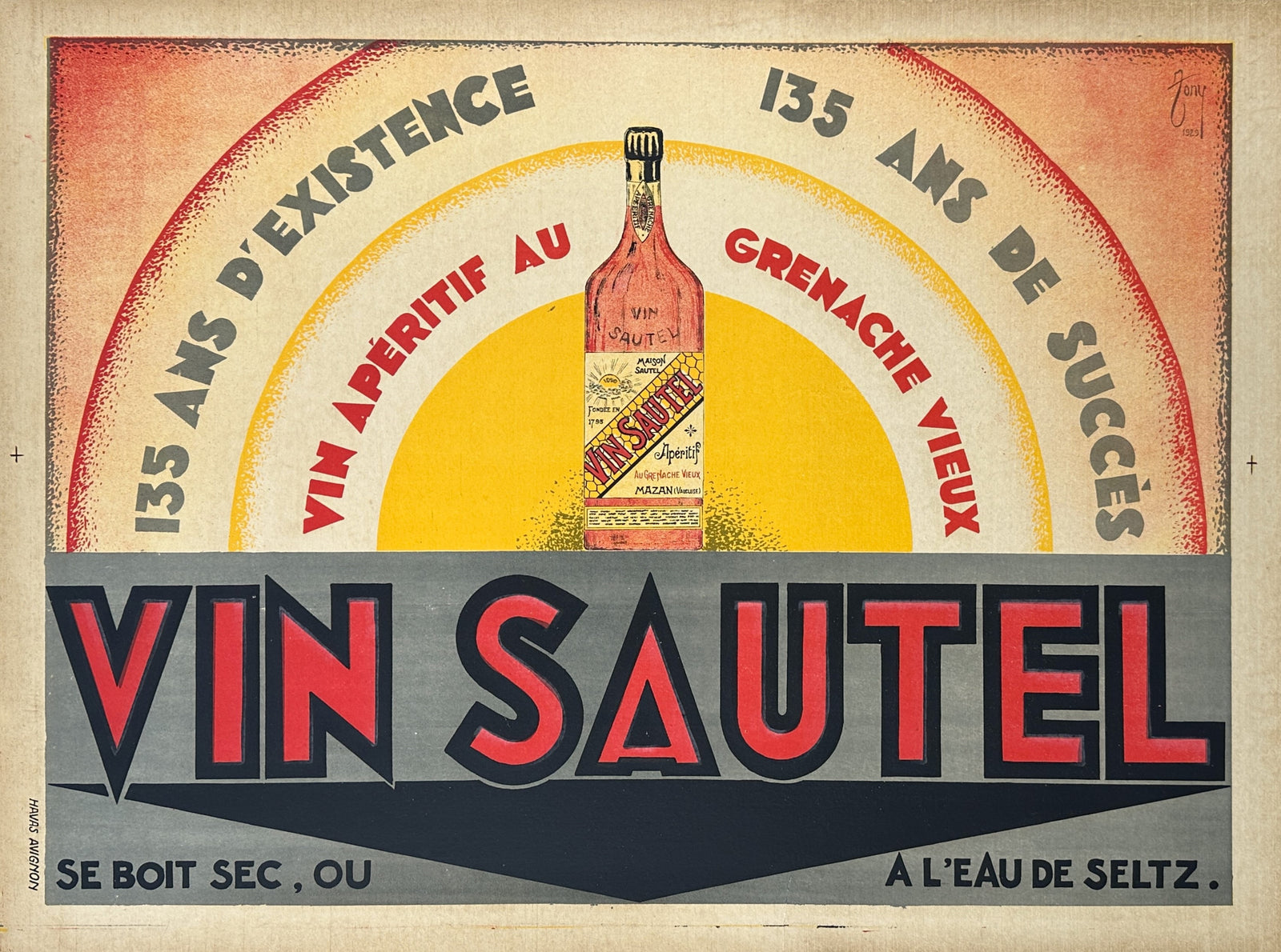 Vin Sautel - Authentic Vintage Poster