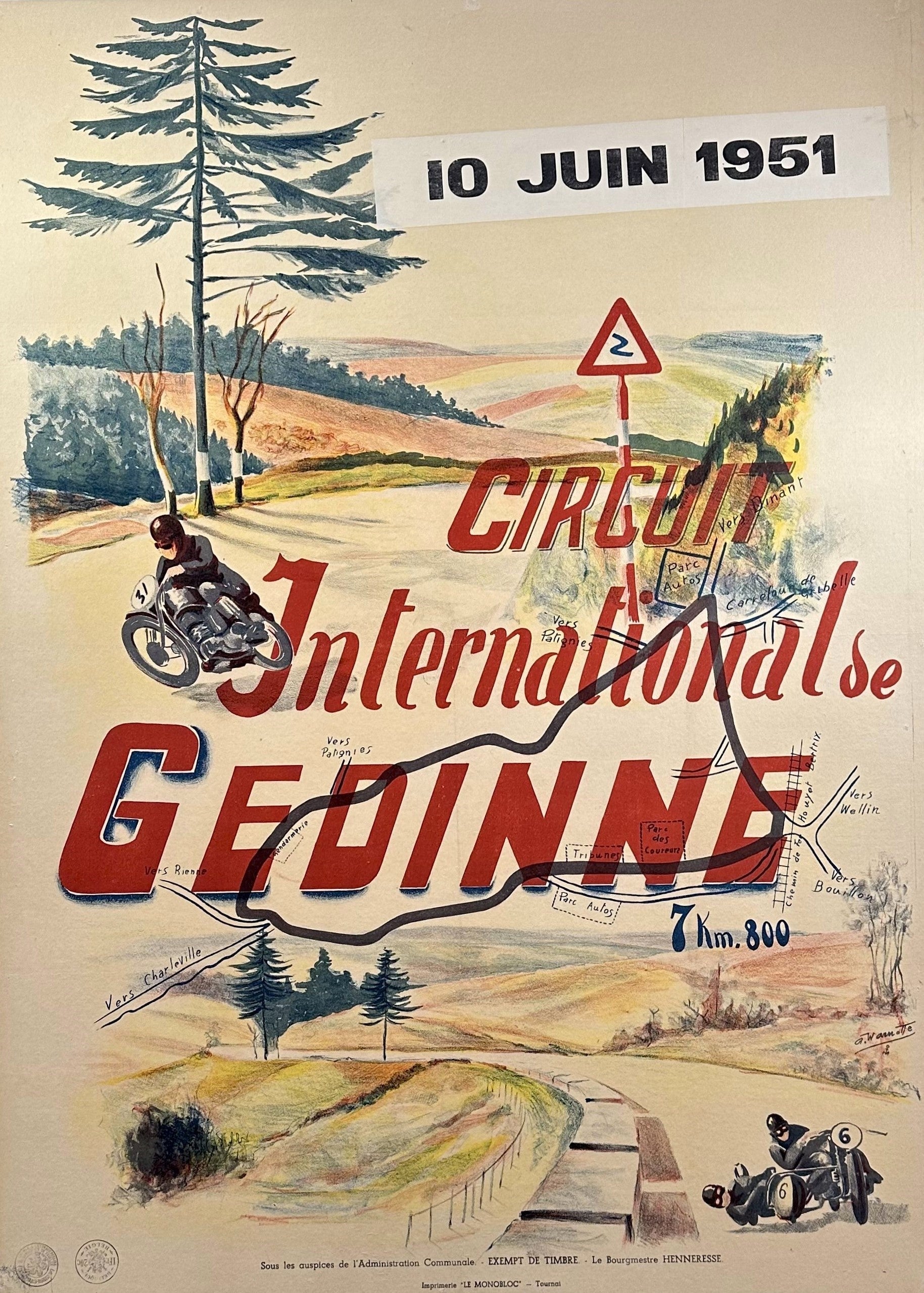 Gedinne Racing Circuit - Authentic Vintage Poster