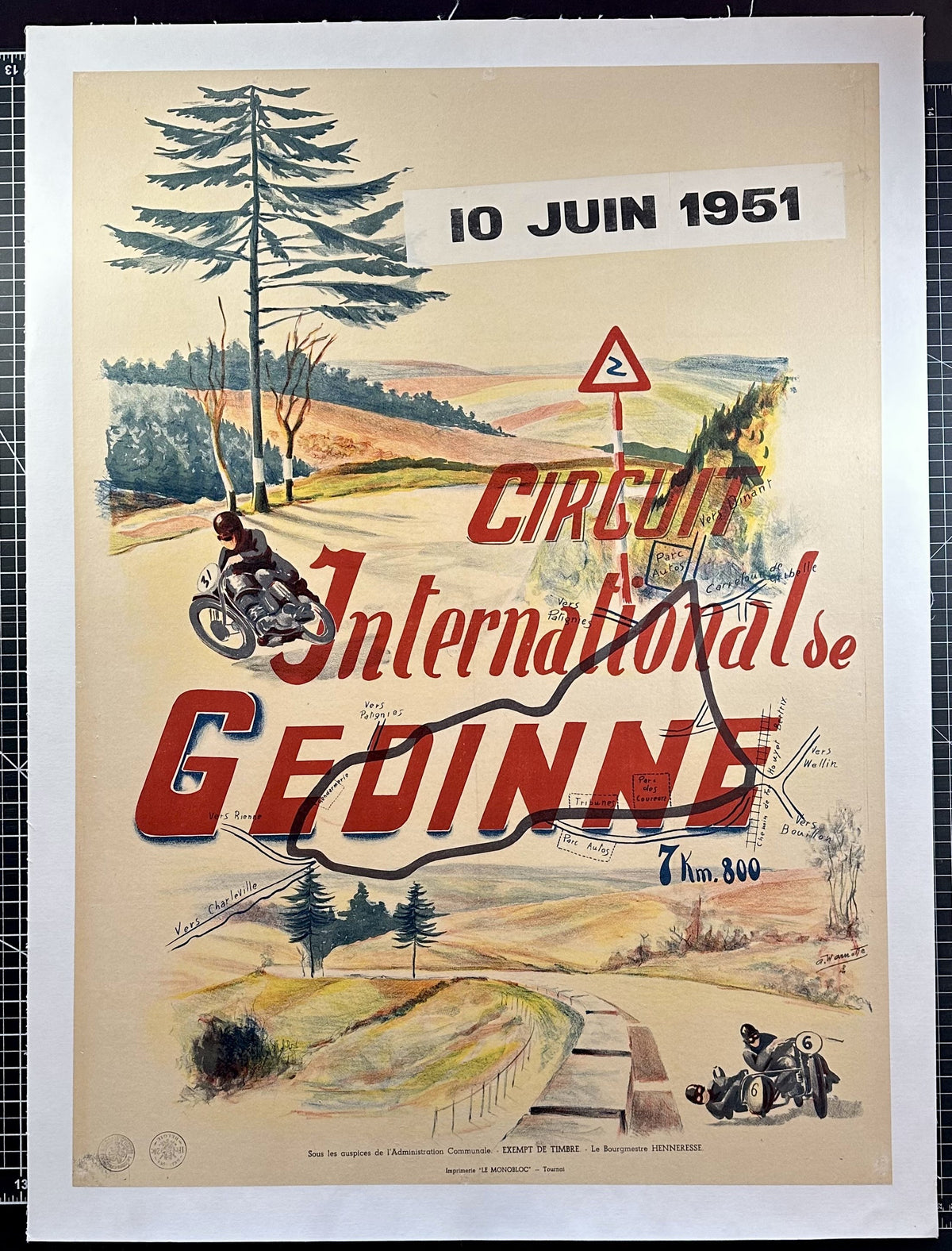 Gedinne Racing Circuit - Authentic Vintage Poster
