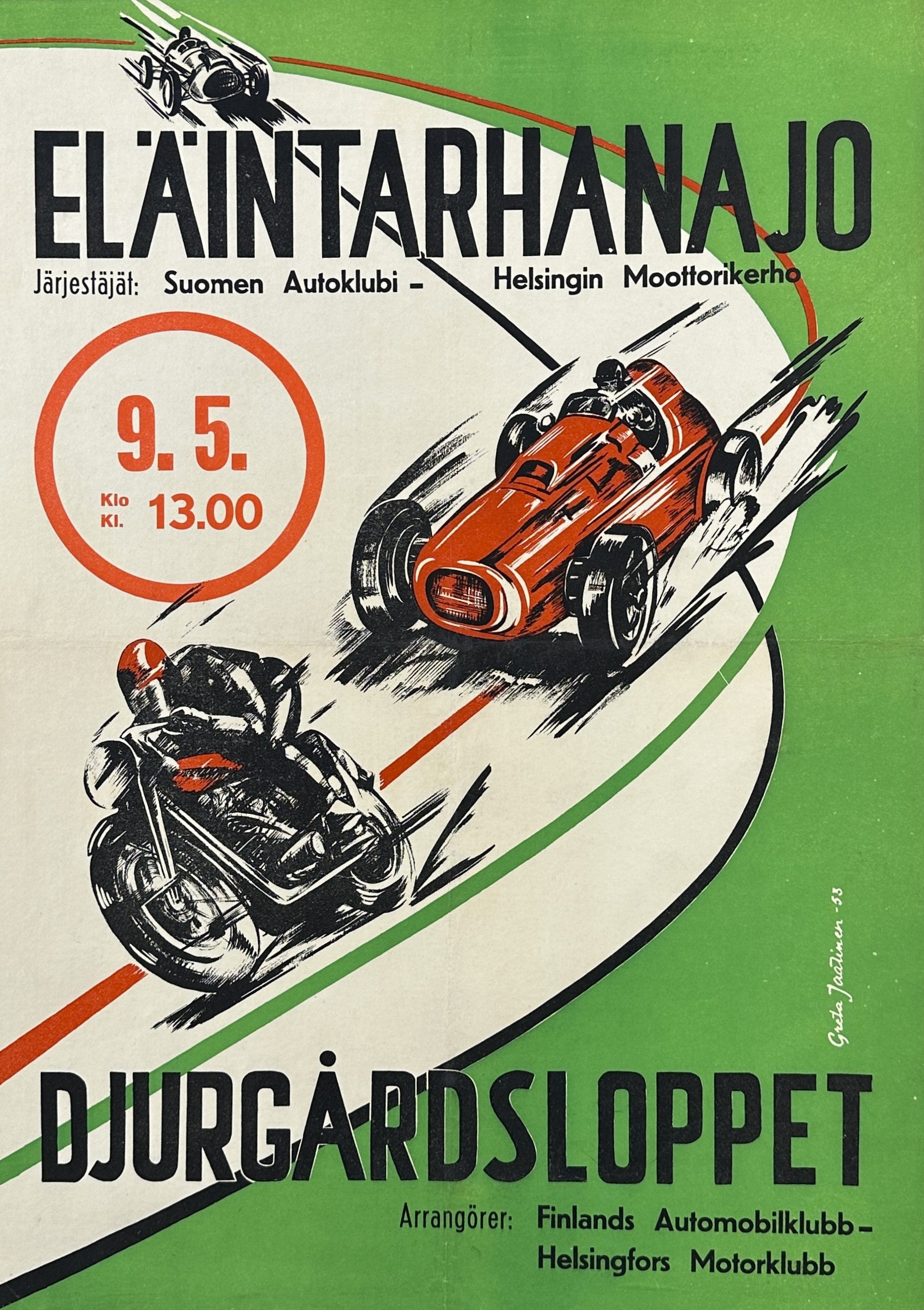Djurgårdsloppet, Helsinki Racing - Authentic Vintage Poster