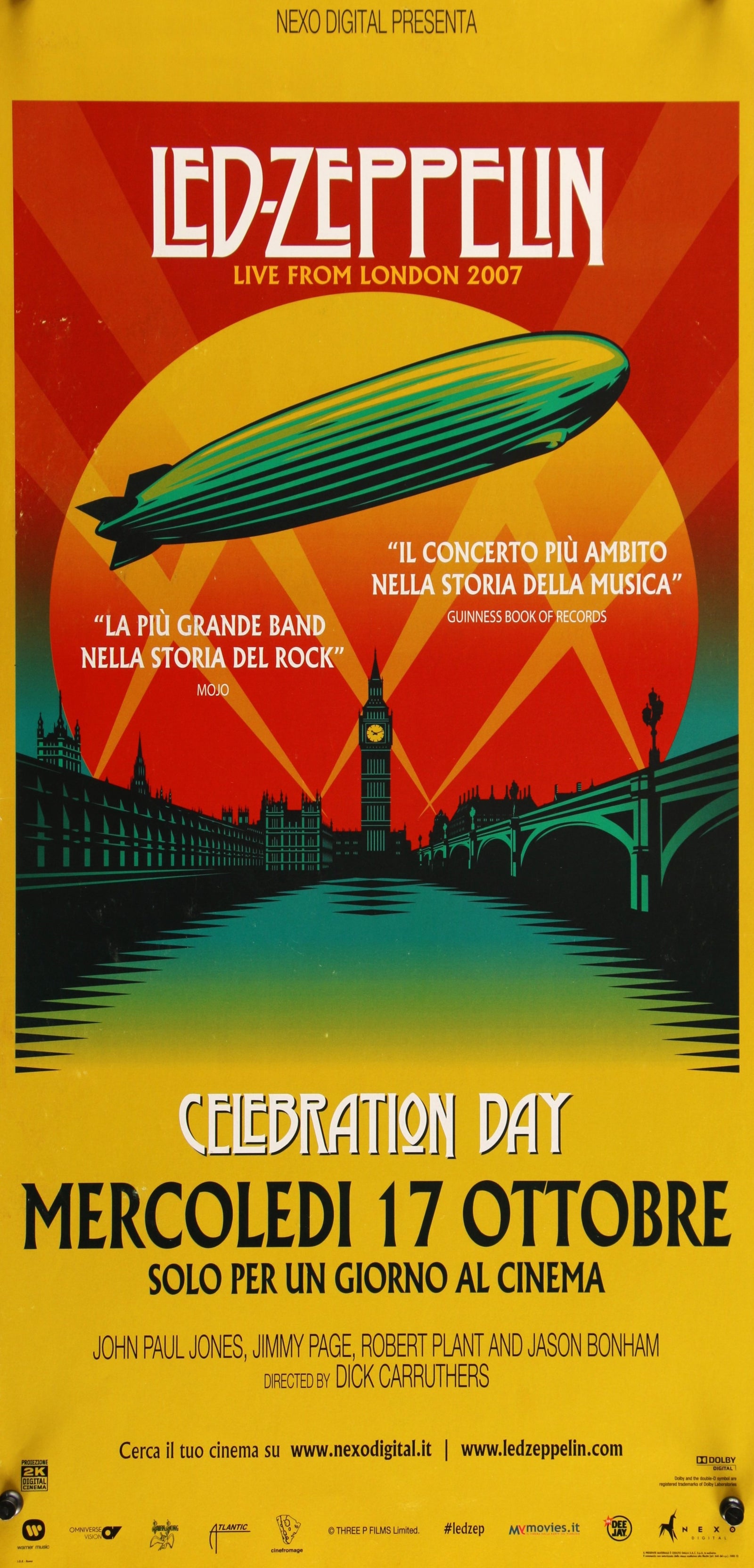 Led Zeppelin, Celebration Day- Italian Release - Authentic Vintage Poster