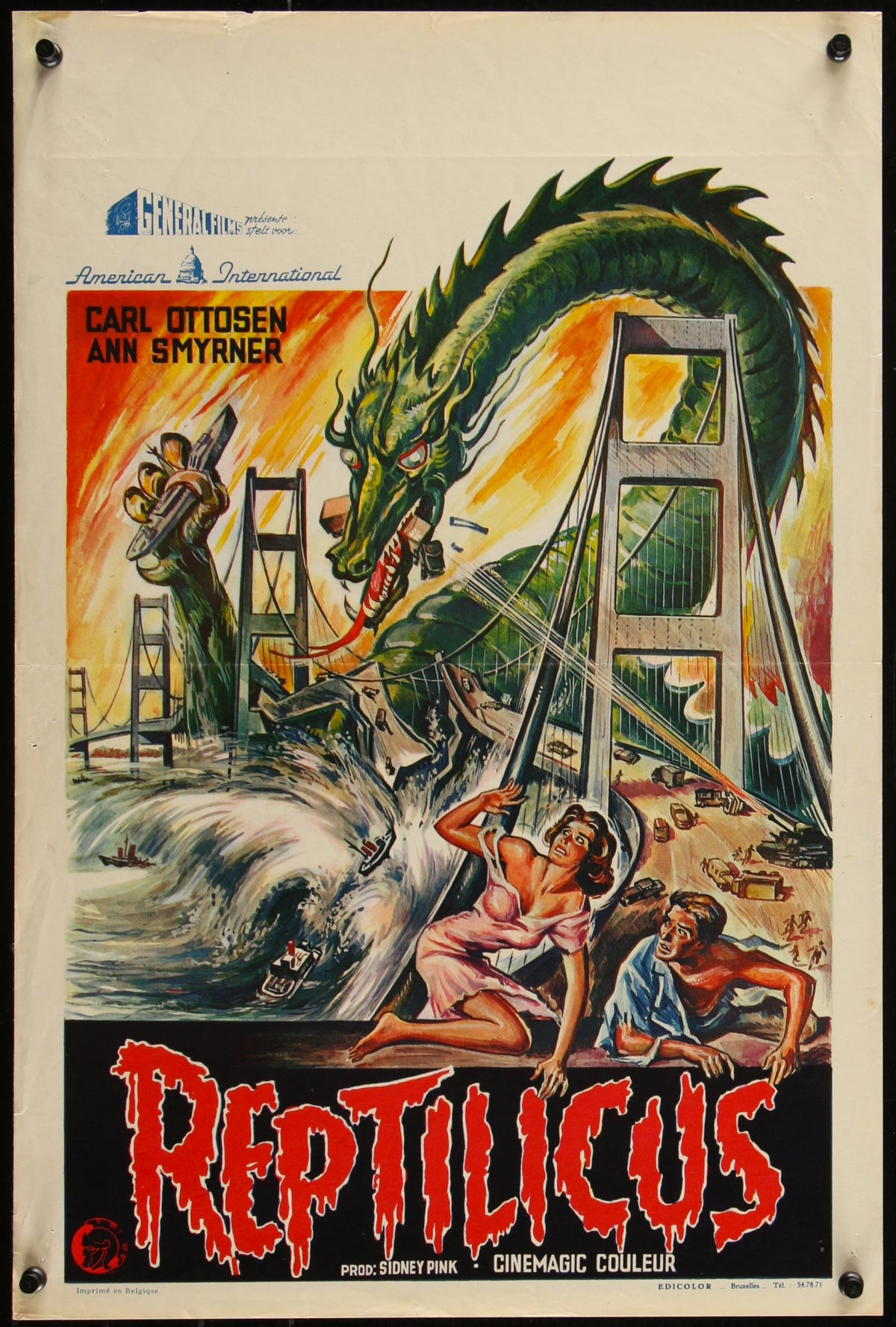 Reptilicus- Belgian Release - Authentic Vintage Poster