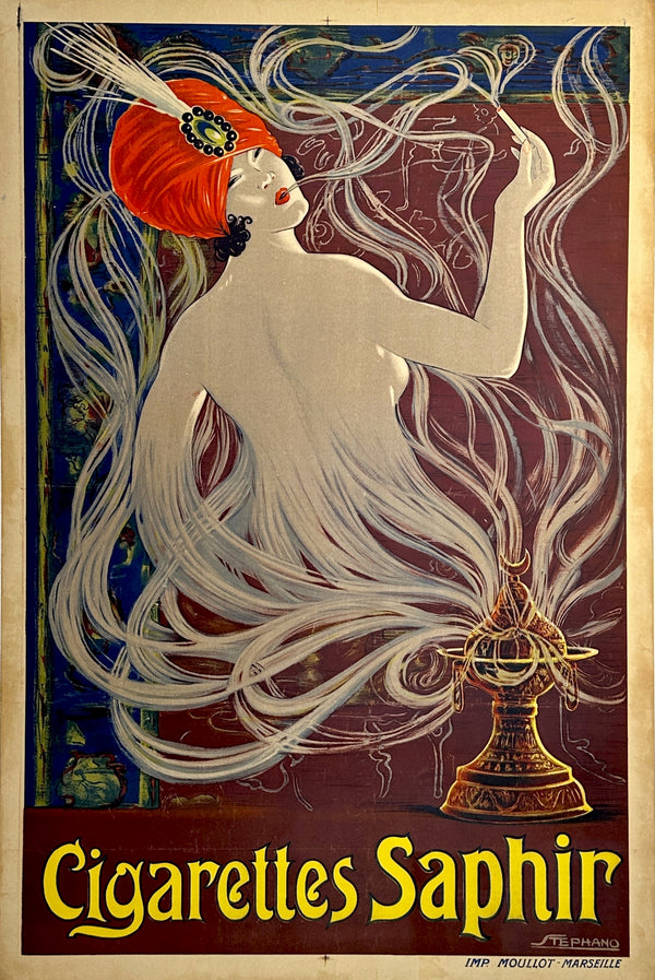 Cigarettes Saphir by Stephano - Authentic Vintage Poster