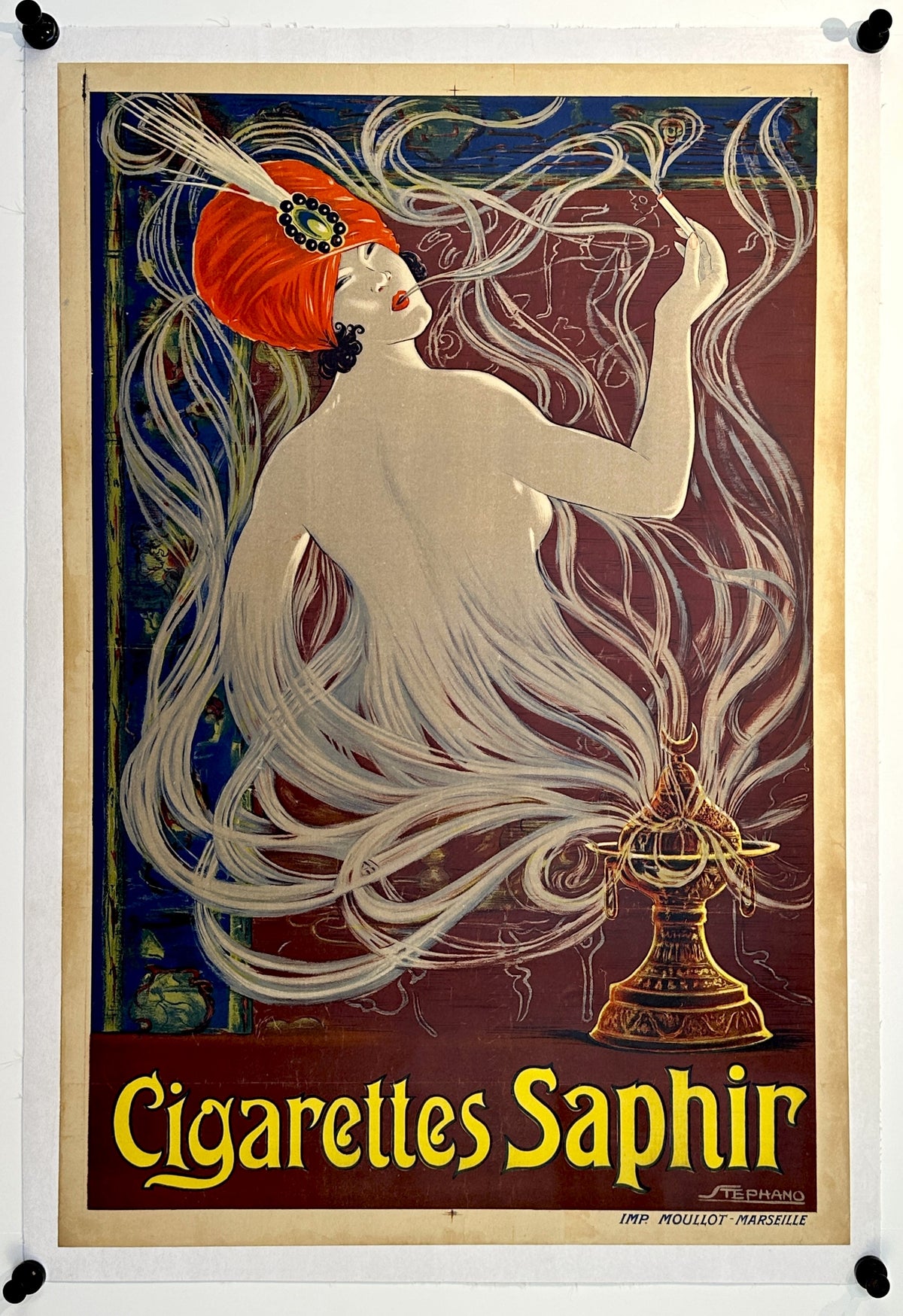 Cigarettes Saphir by Stephano - Authentic Vintage Poster