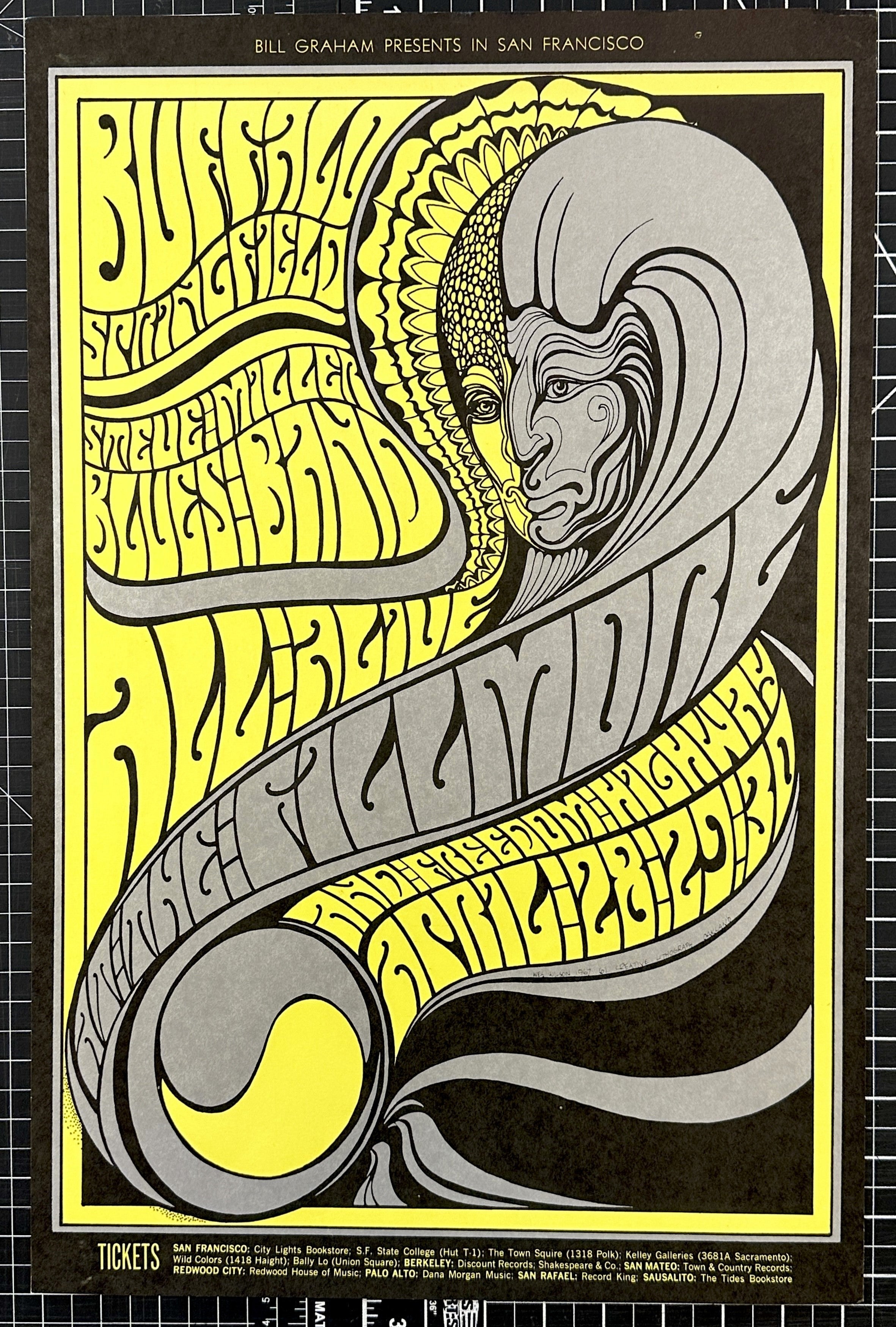 バッファロースプリングフィールド 1967 ビンテージポスター Buffalo Springfield, Steve Miller- BG-61, Original Concert