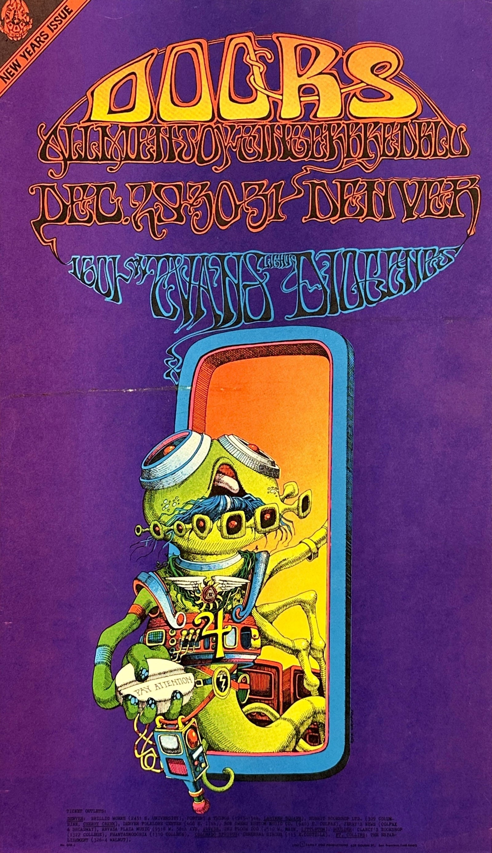 The Doors, Denver Family Dog- NYE - Authentic Vintage Poster
