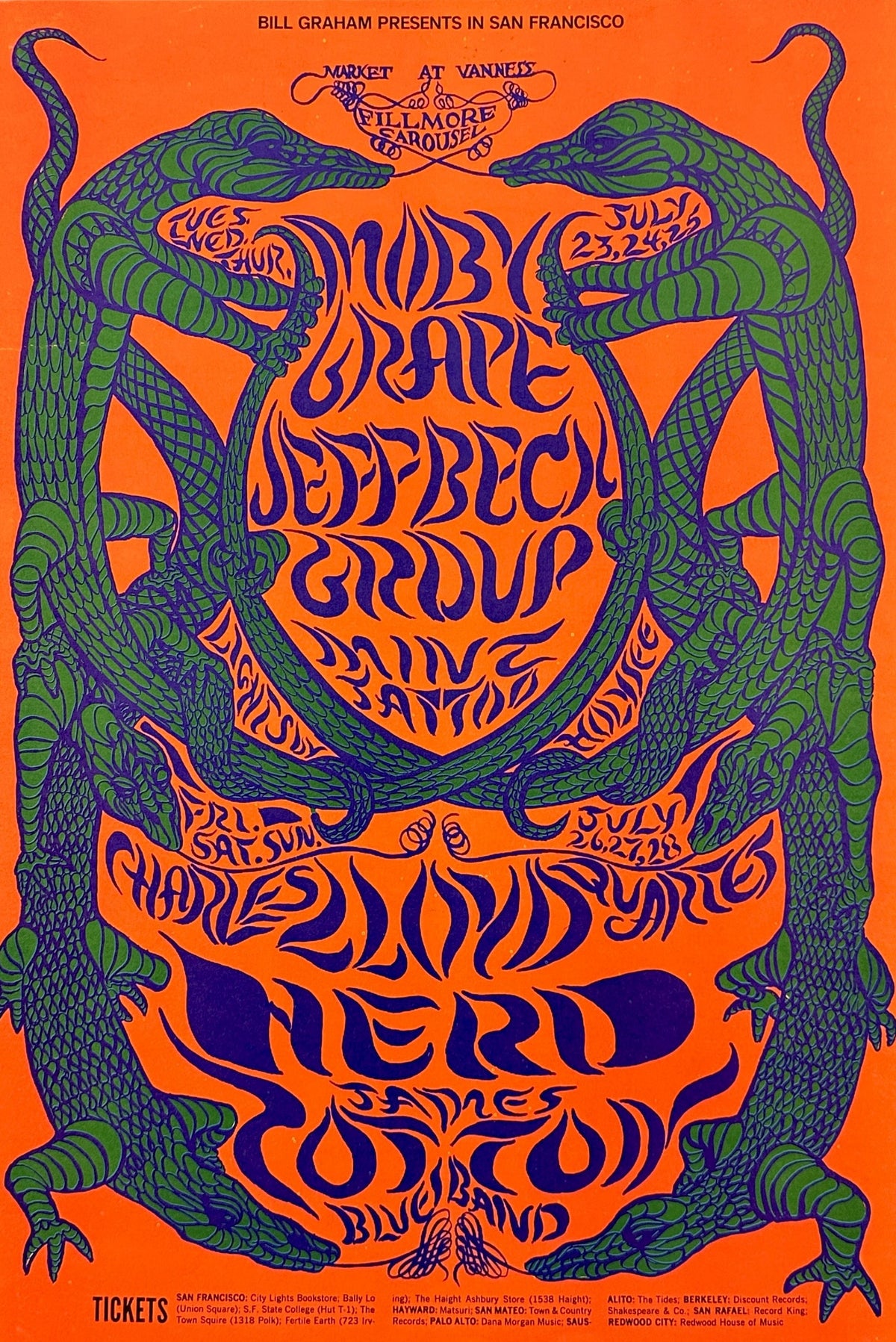 Moby Grape, Jeff Beck- BG-130 - Authentic Vintage Poster