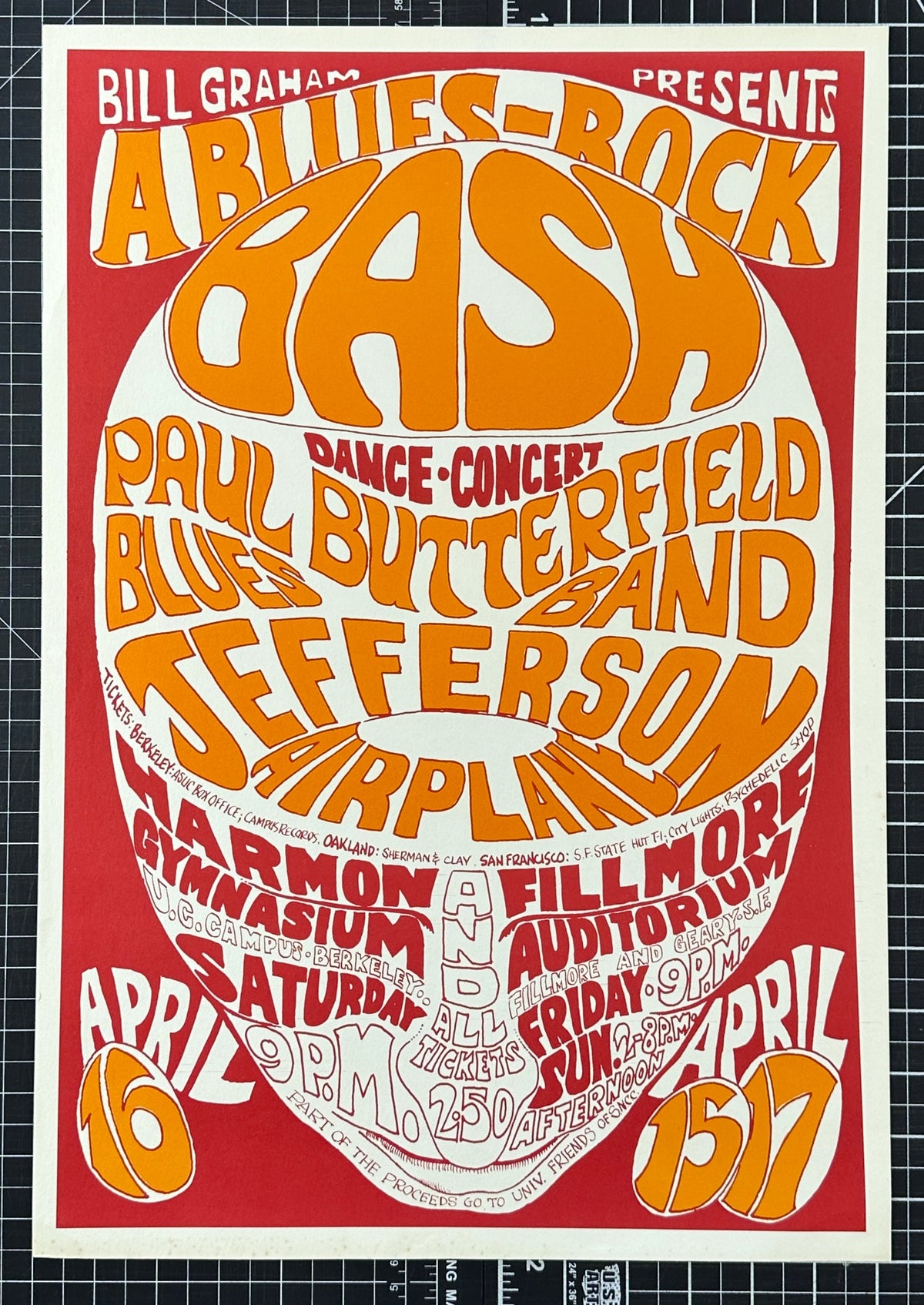Jefferson Airplane, Paul Butterfield- BG-3 - Authentic Vintage Poster
