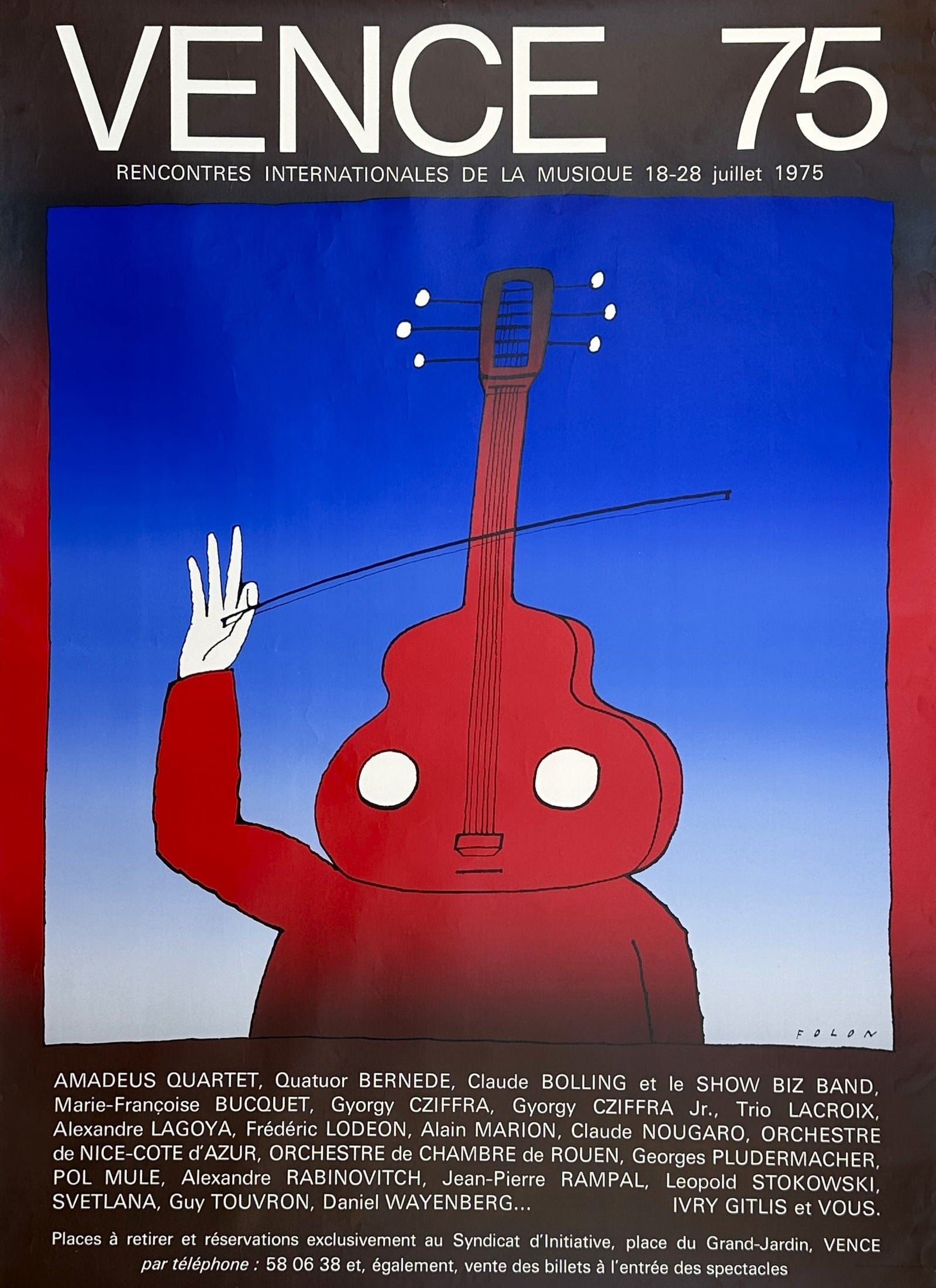 Vence International Music Festival - Authentic Vintage Poster