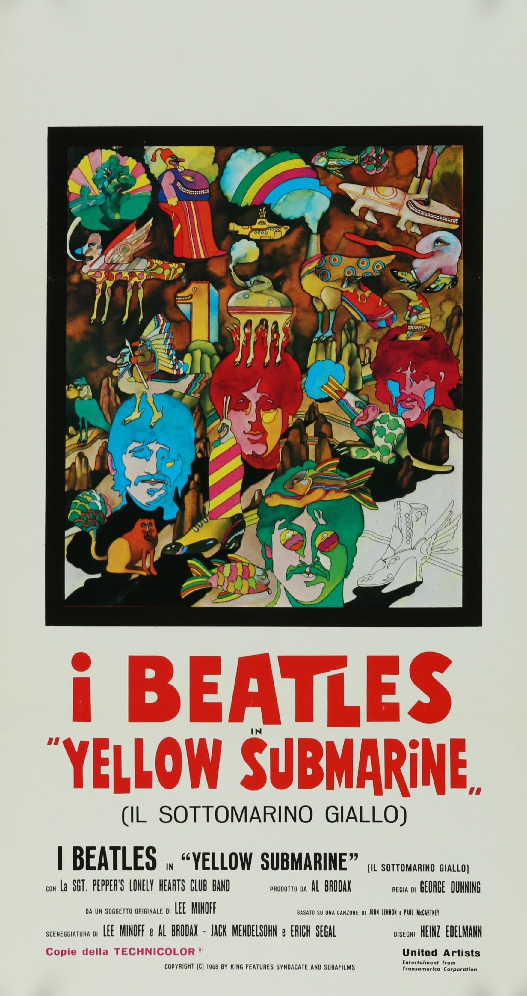 Beatles, Yellow Submarine- Italian Release - Authentic Vintage Poster