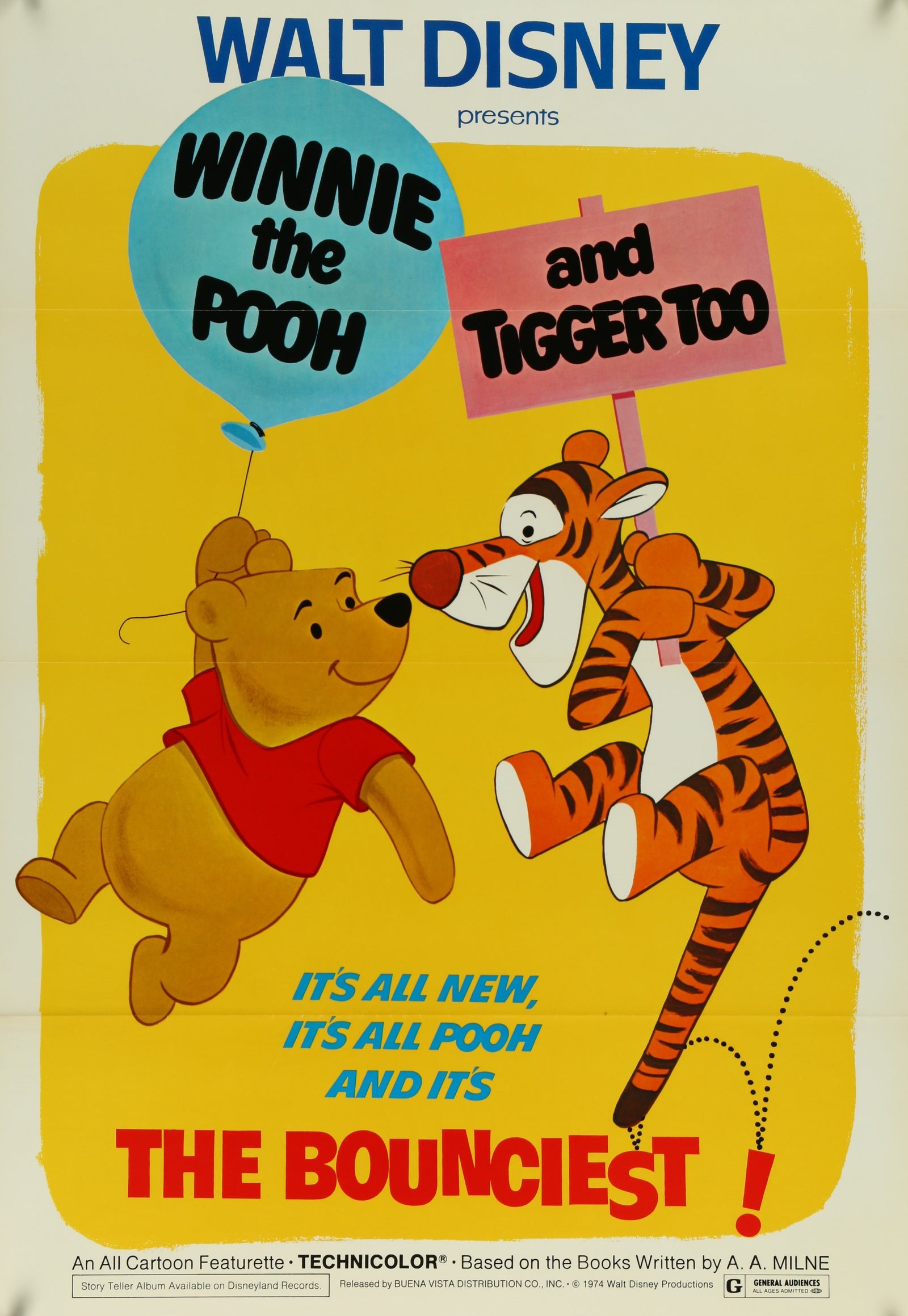 Winnie the Pooh & Tigger Too - Authentic Vintage Poster