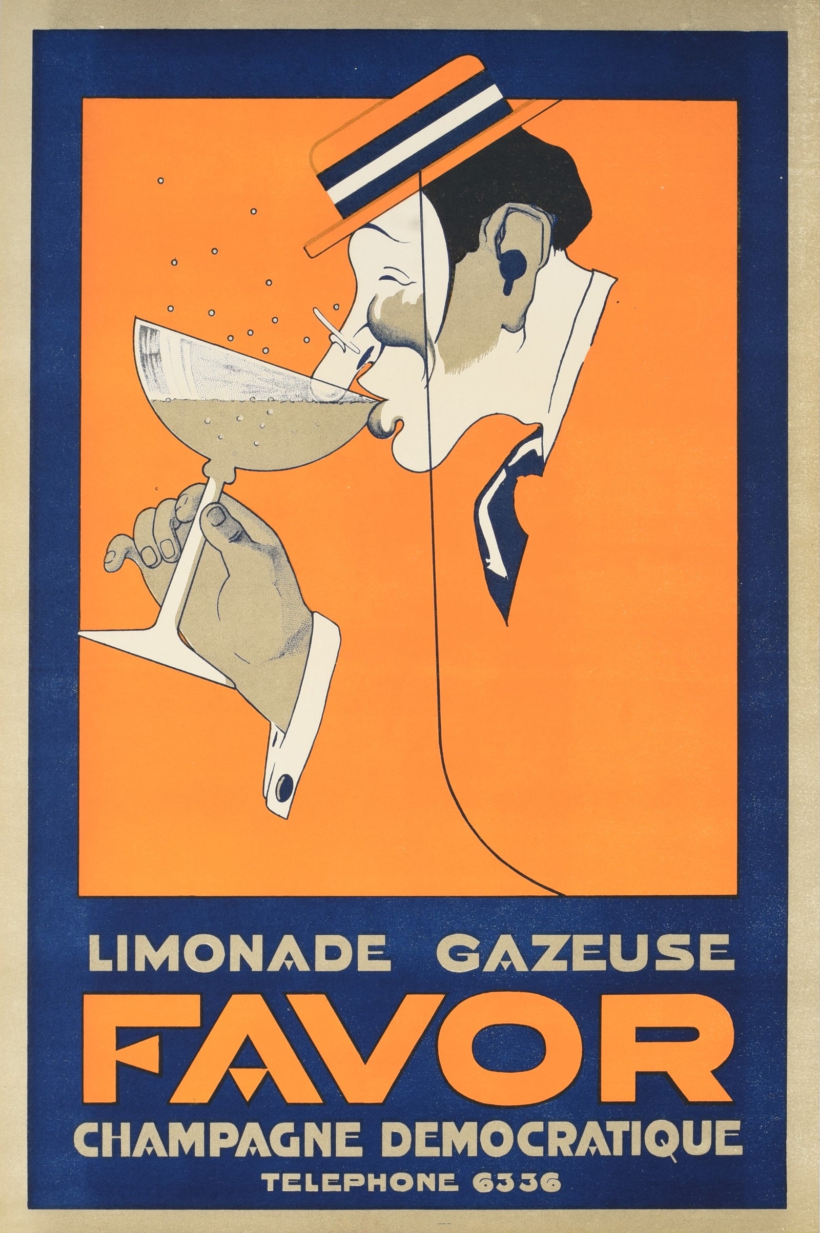 Favor, Champagne Democratique - Authentic Vintage Poster
