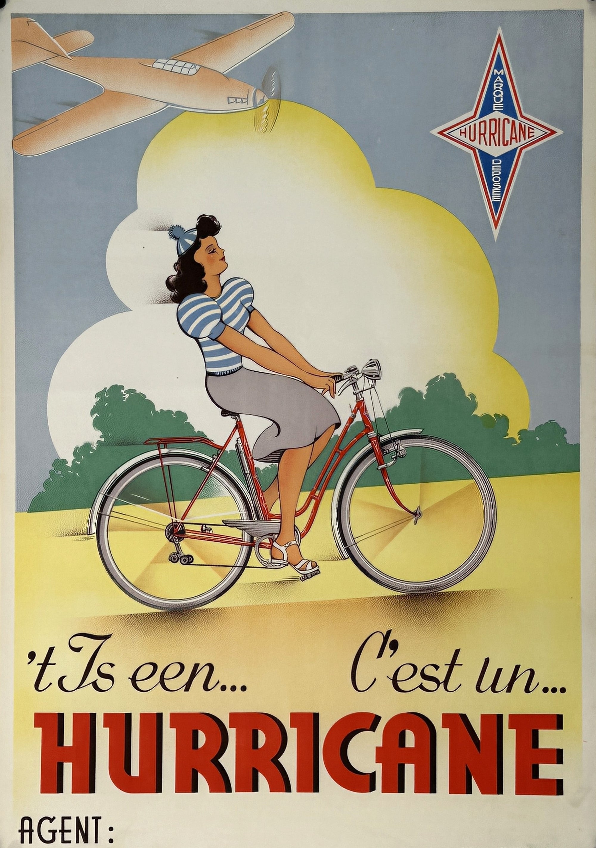 Hurricane Bicycles - Authentic Vintage Poster