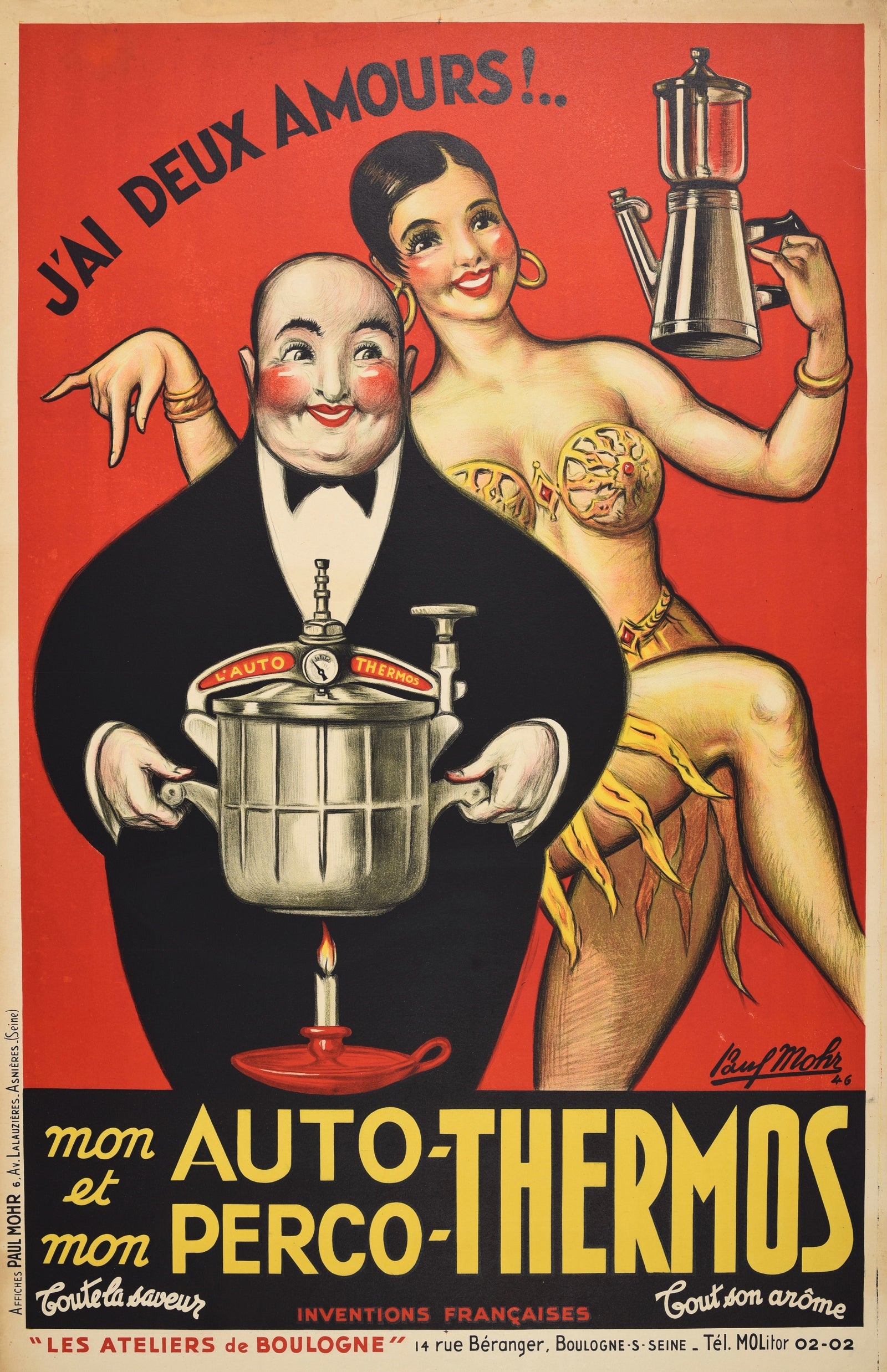 Auto-Thermos, Josephine Baker - Authentic Vintage Poster