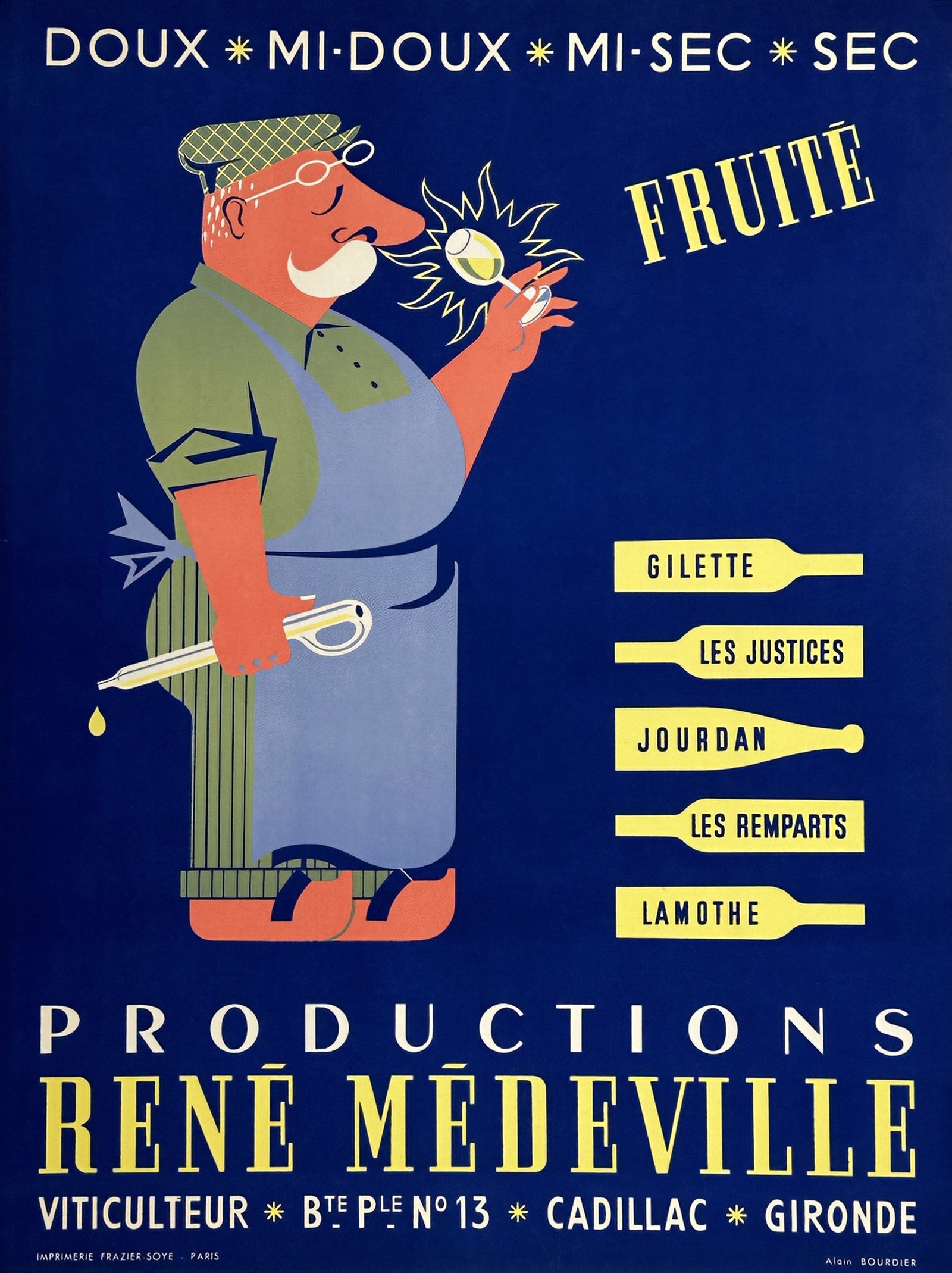 Productions René Médeville, Wine - Authentic Vintage Poster