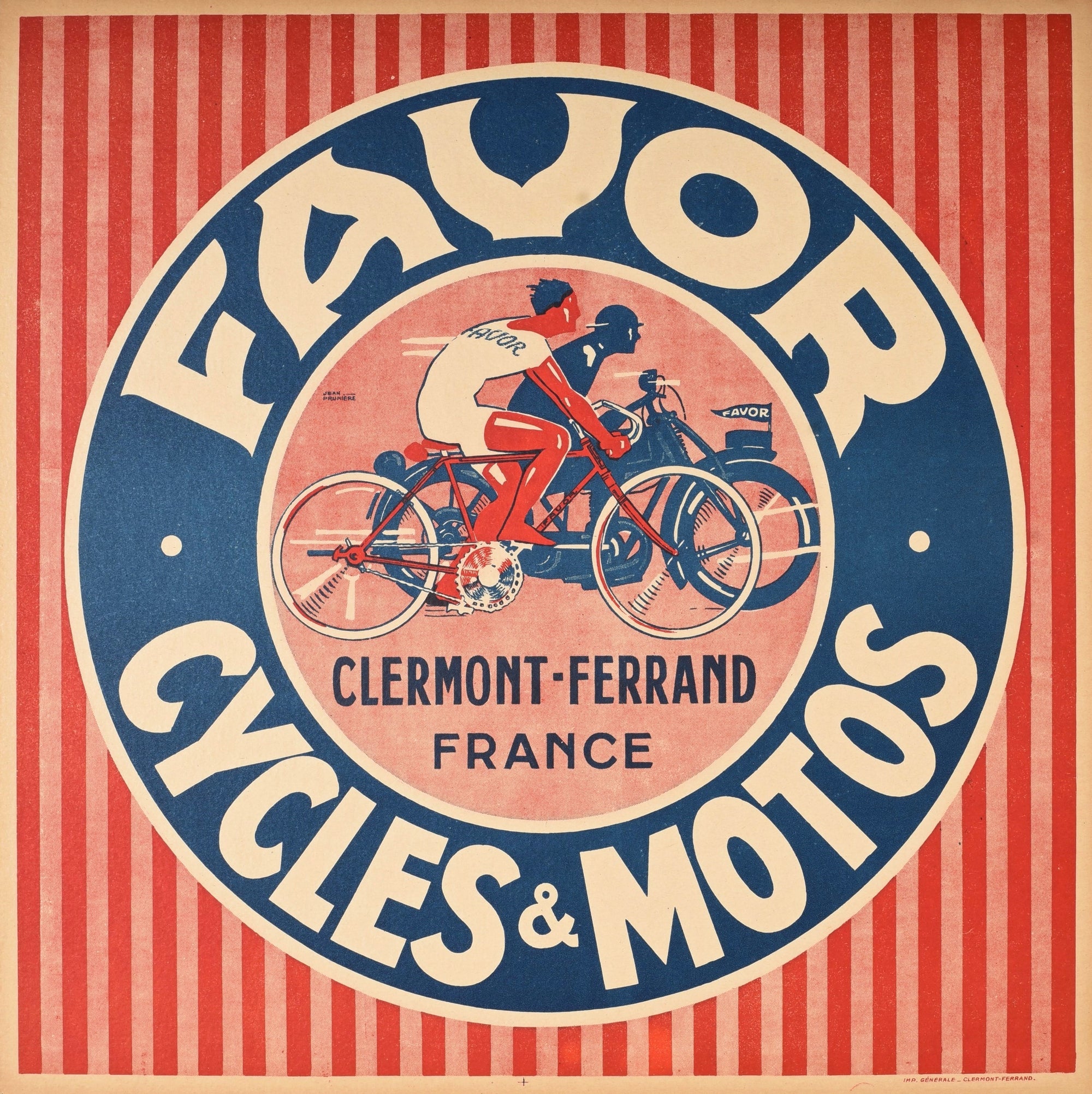 Favor Cycles & Motos - Authentic Vintage Poster