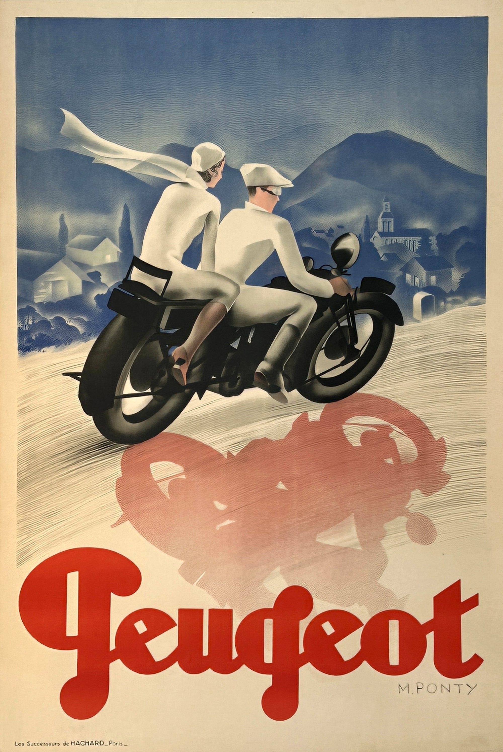 Ponty Max Motos Peugeot - Authentic Vintage Poster