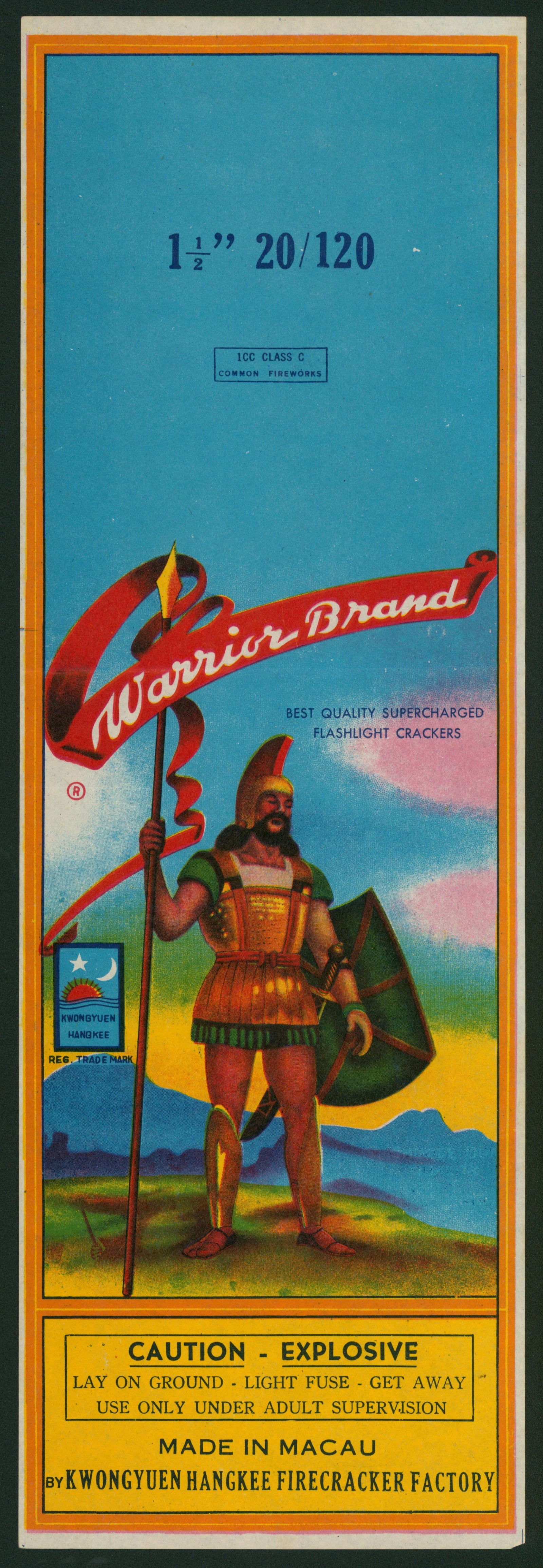 Warrior Brand, Firecrackers - Authentic Vintage Product Label