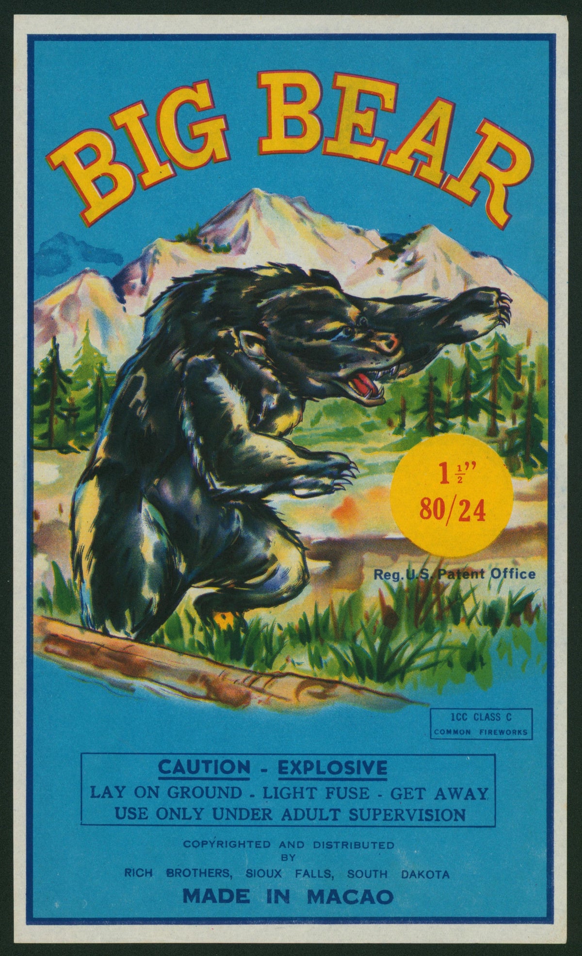 Big Bear, Firecrackers - Authentic Vintage Product Label
