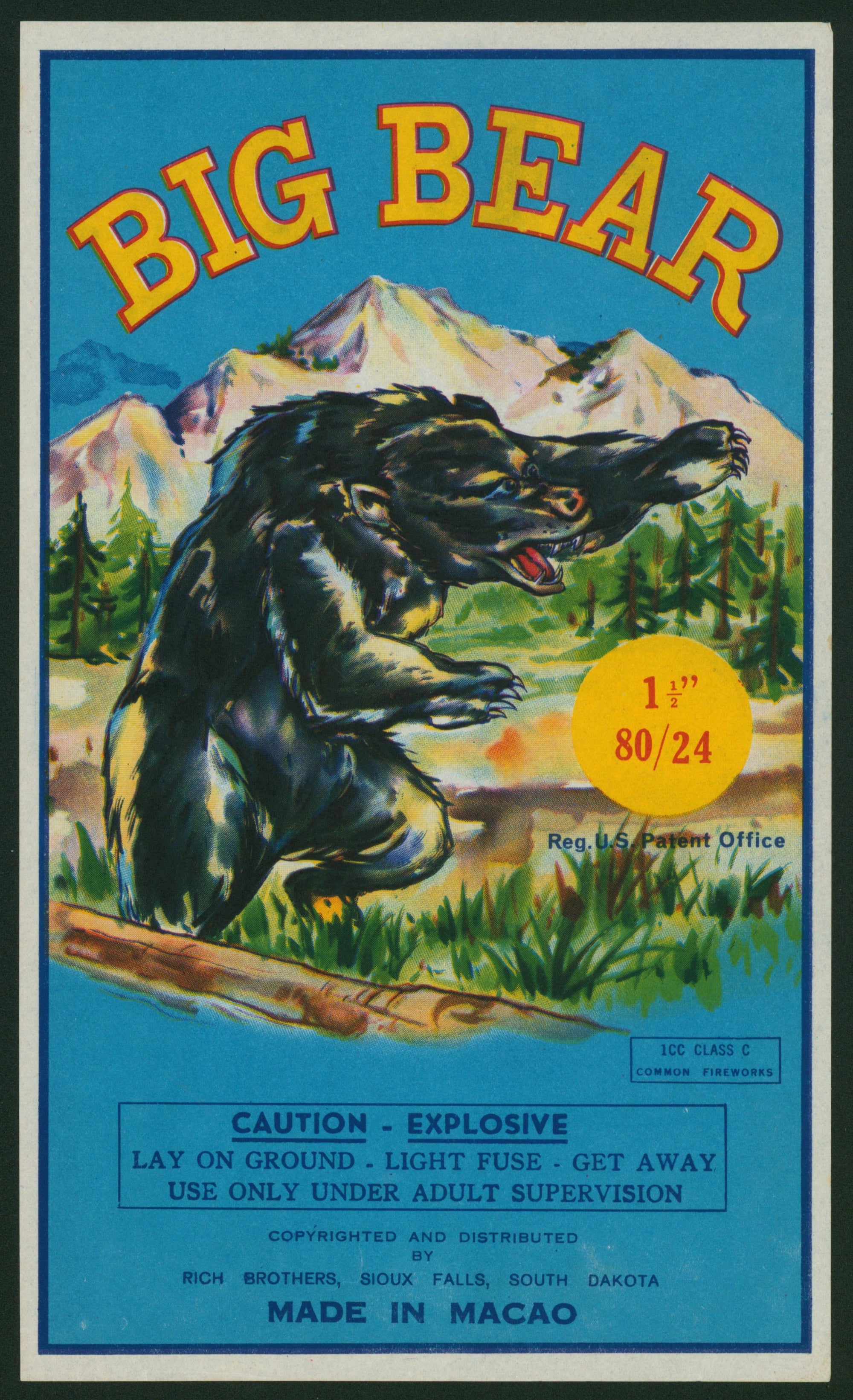Big Bear Firecrackers - Authentic Vintage Product Label