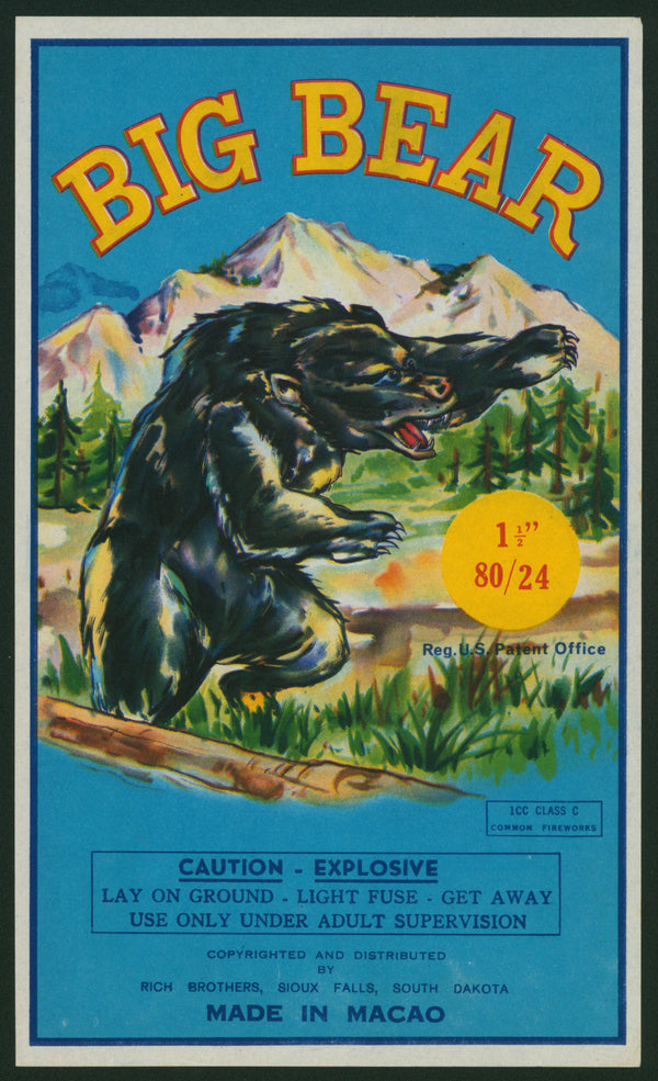 Big Bear, Firecrackers - Authentic Vintage Product Label