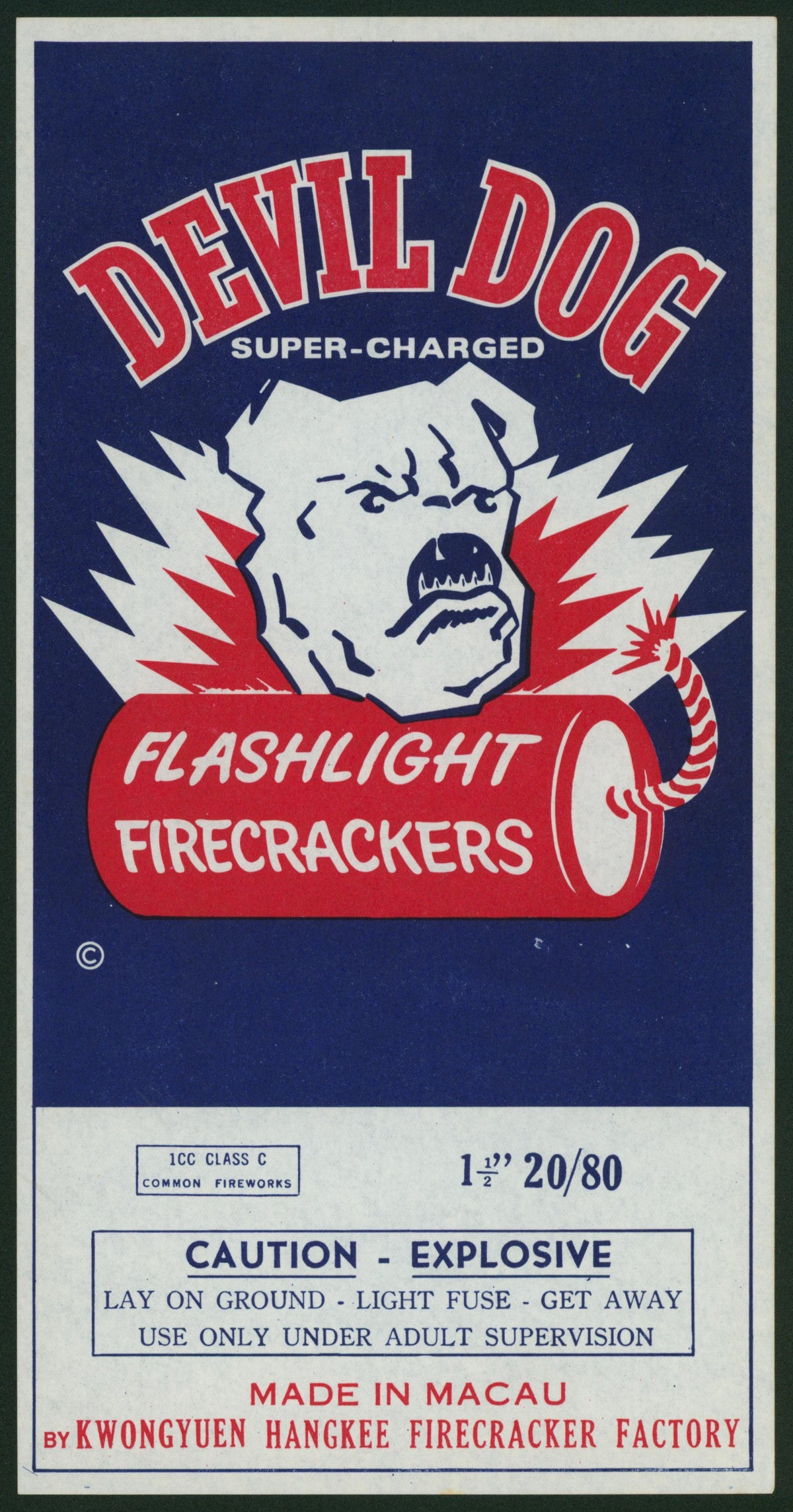 Evil Dog, Firecrackers - Authentic Vintage Product Label