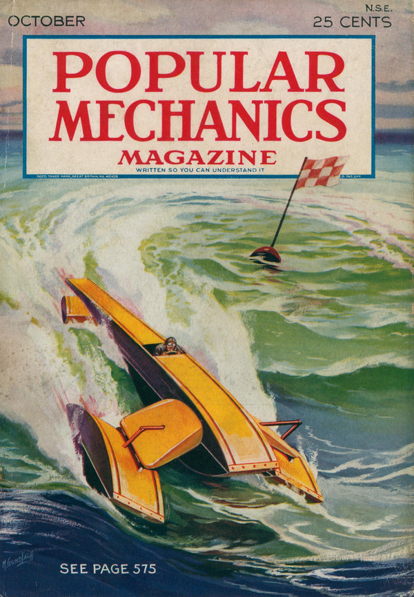 Hydroplane- Popular Mechanics - Authentic Vintage Cover Art