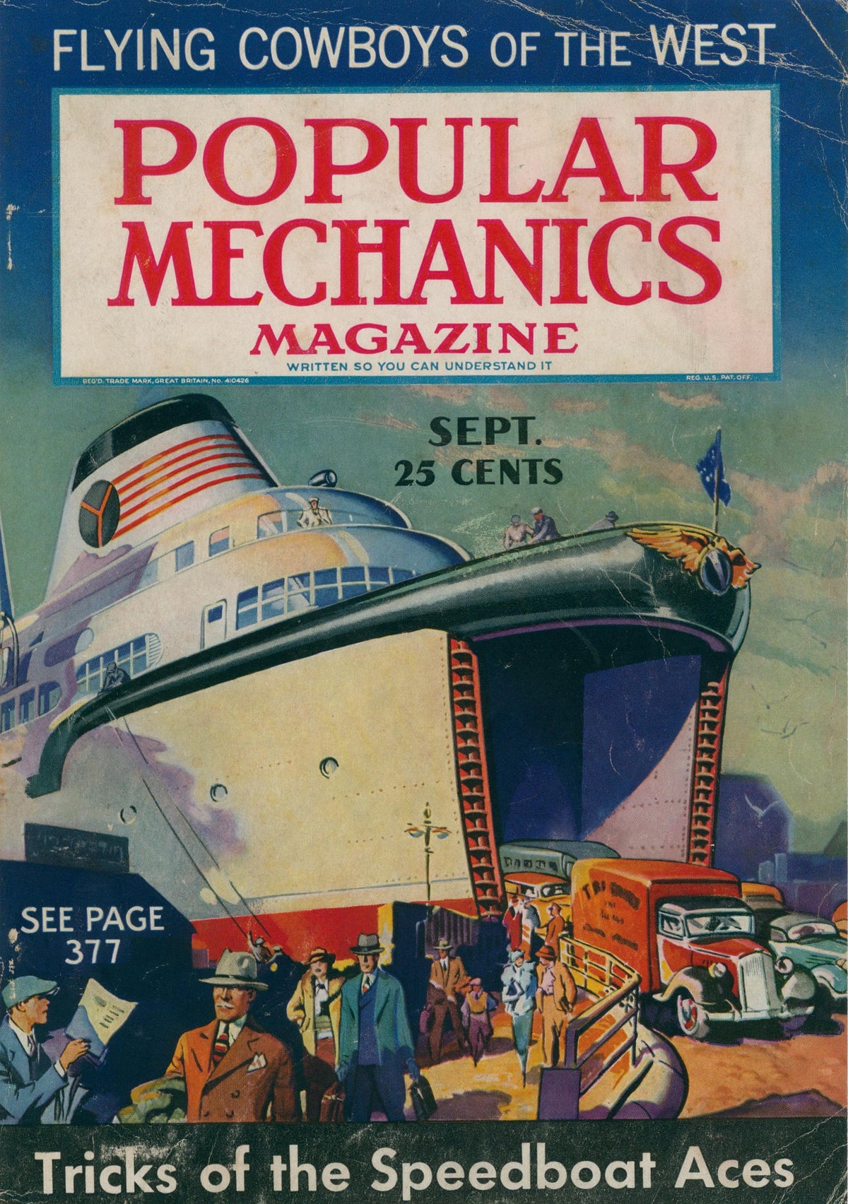 Flying Cowboys- Popular Mechanics - Authentic Vintage Cover Art