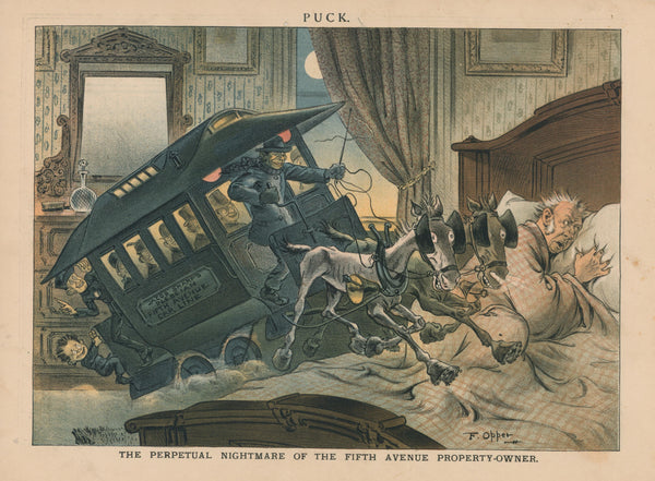 Fifth Avenue Nightmare- Puck Magazine - Authentic Vintage Illustration
