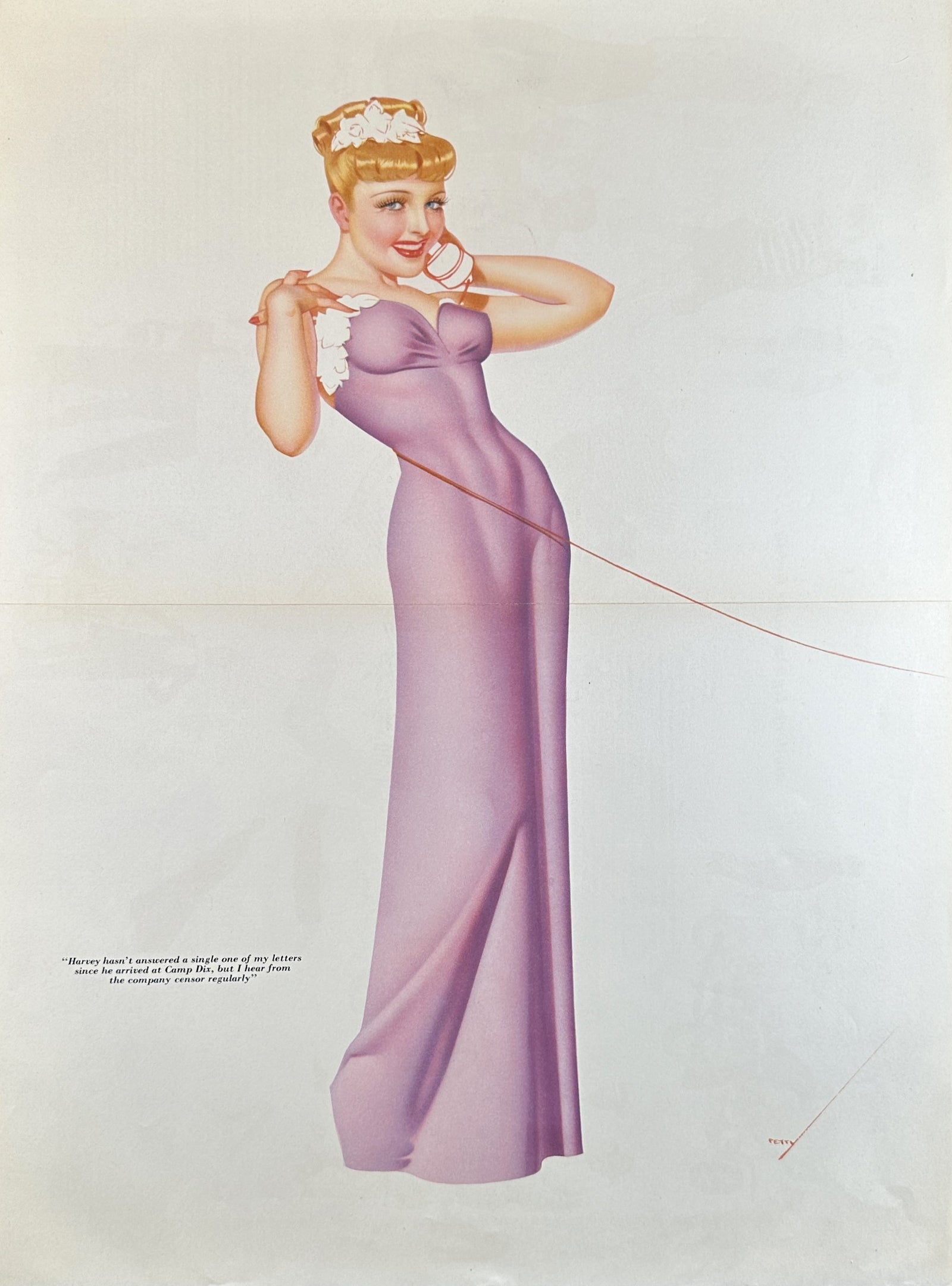 Esquire Centerfold by George Petty - Authentic Vintage Illustration