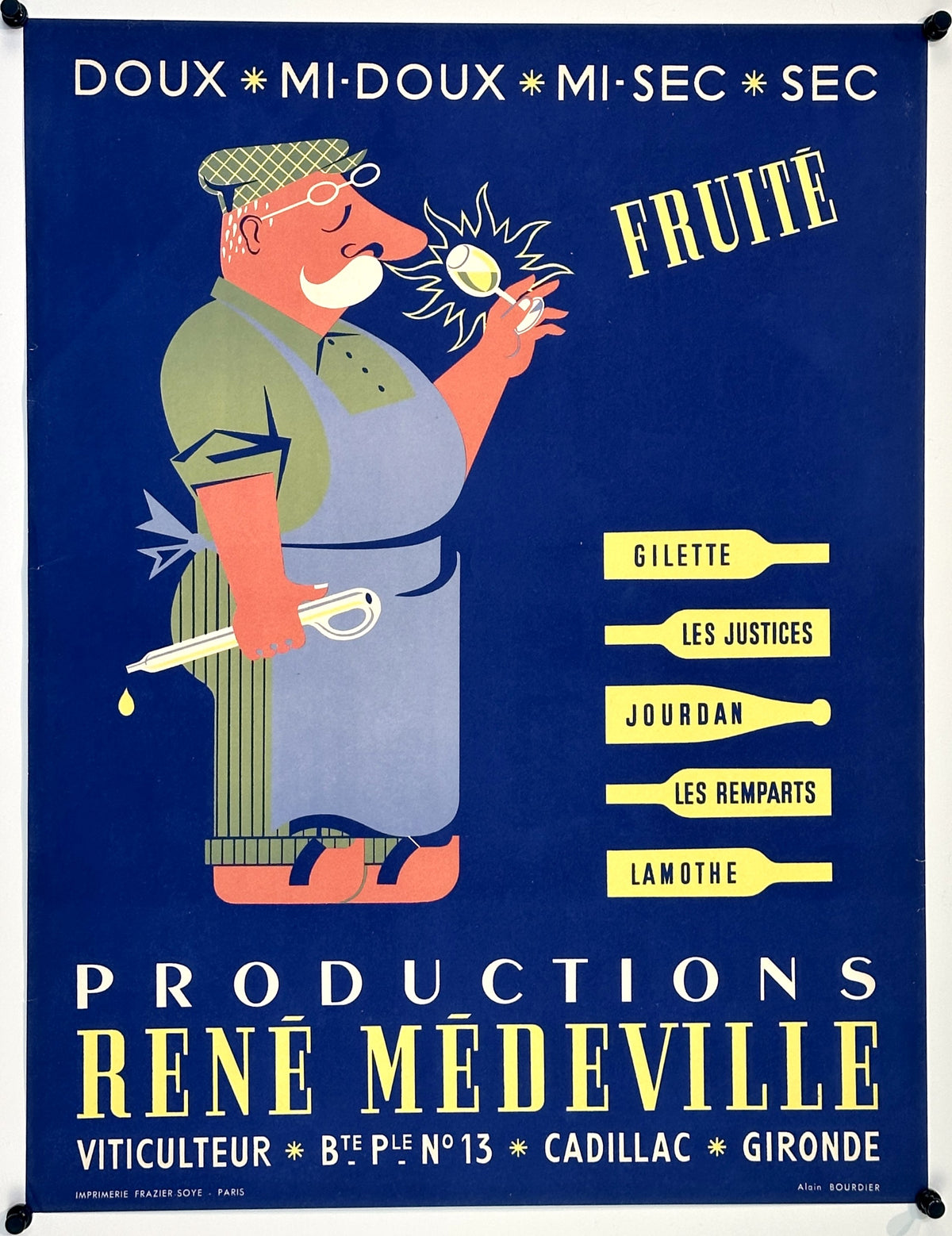 Productions René Médeville, Wine - Authentic Vintage Poster
