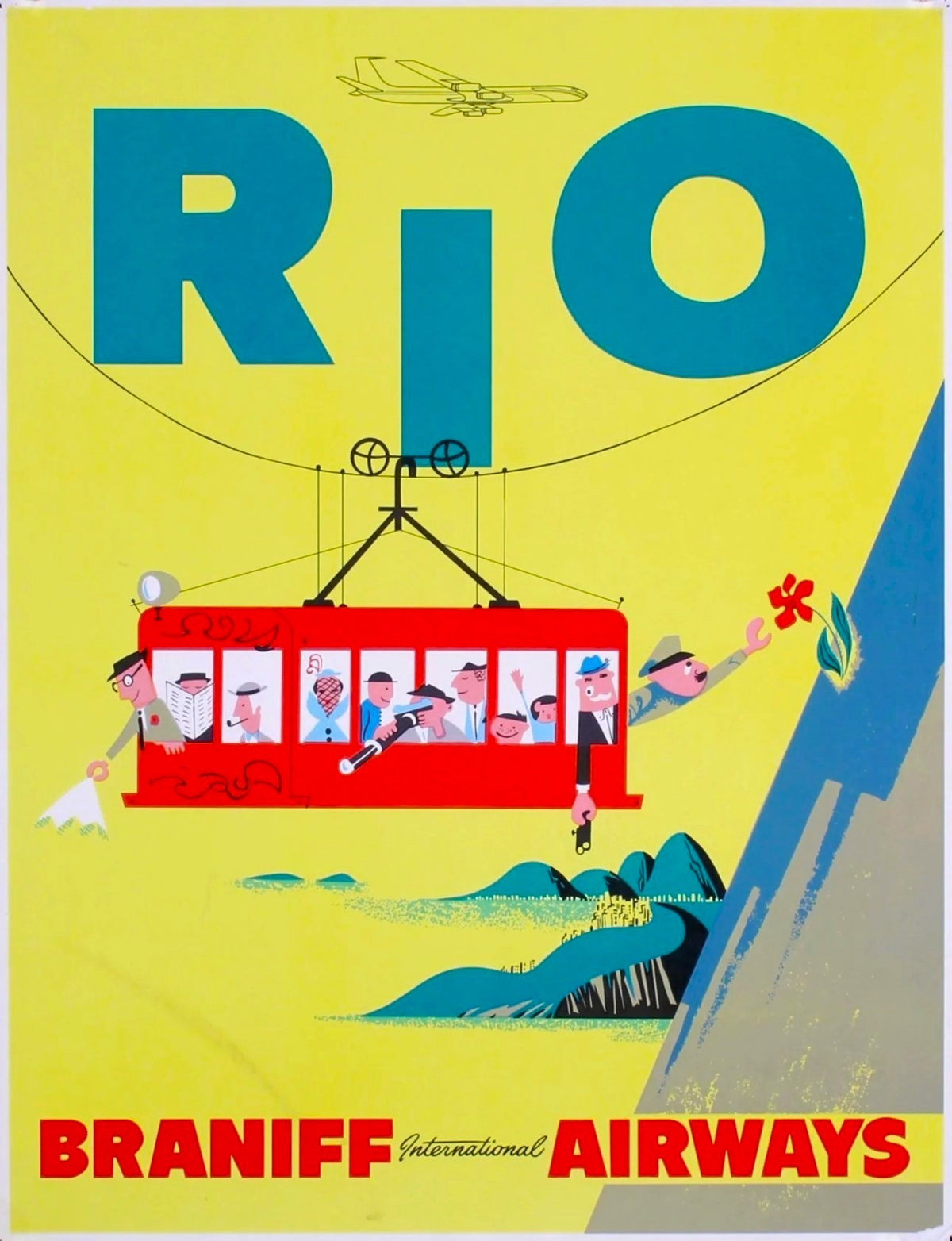 Visit Rio- Braniff Airways - Authentic Vintage Poster