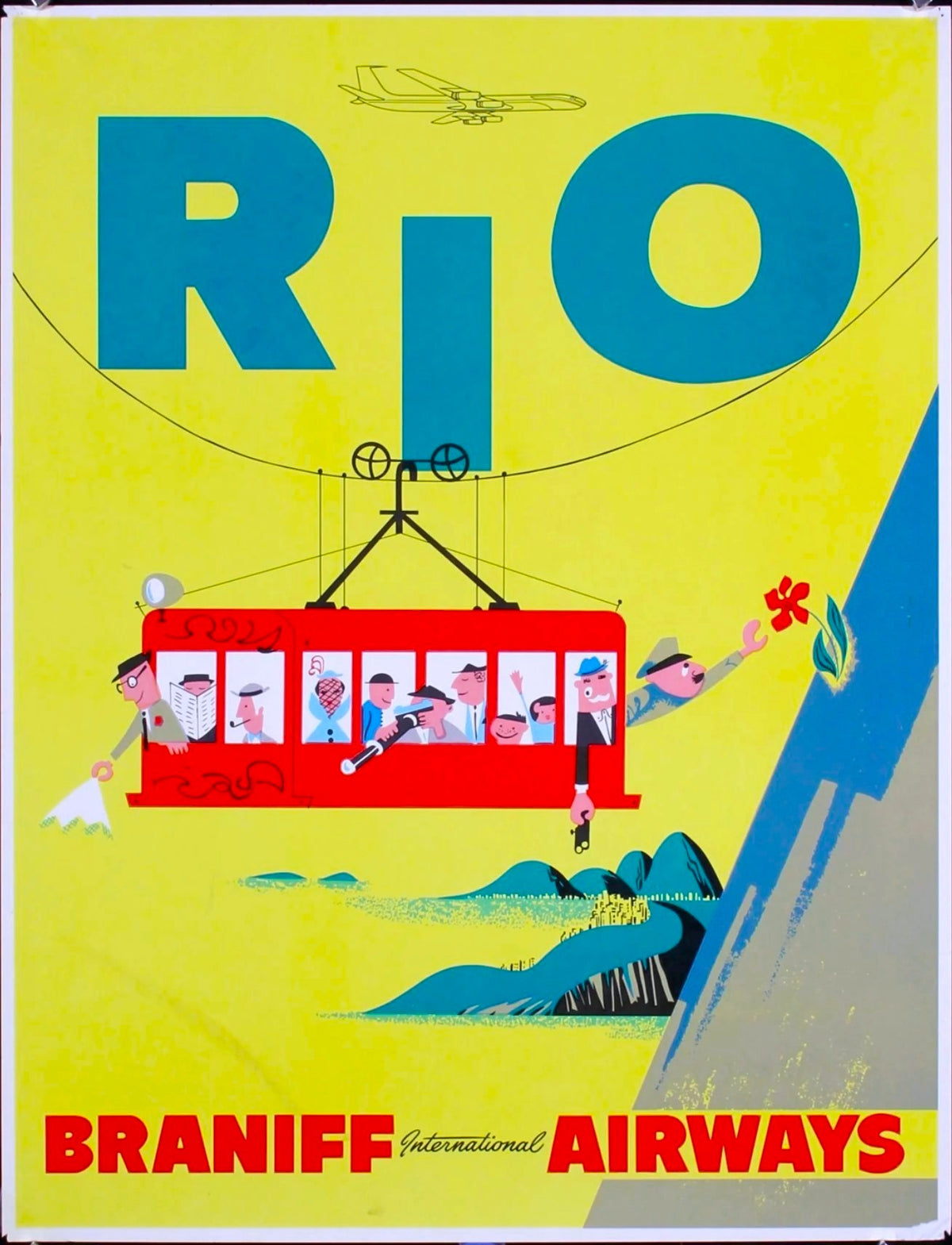 Visit Rio- Braniff Airways - Authentic Vintage Poster