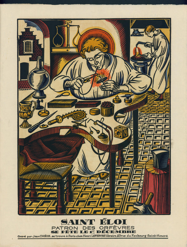 Saint Éloi, Craftsmen- Wood Engraving - Authentic Vintage Antique Print