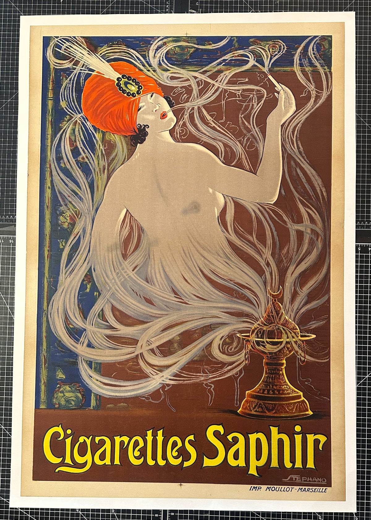 Cigarettes Saphir by Stephano - Authentic Vintage Poster