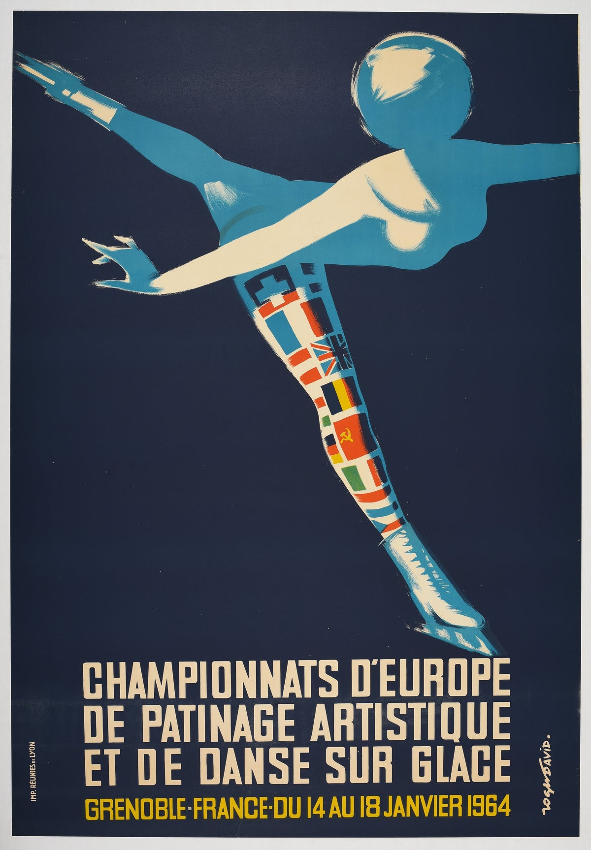 Figure Skating Championships, Grenoble - Authentic Vintage Poster