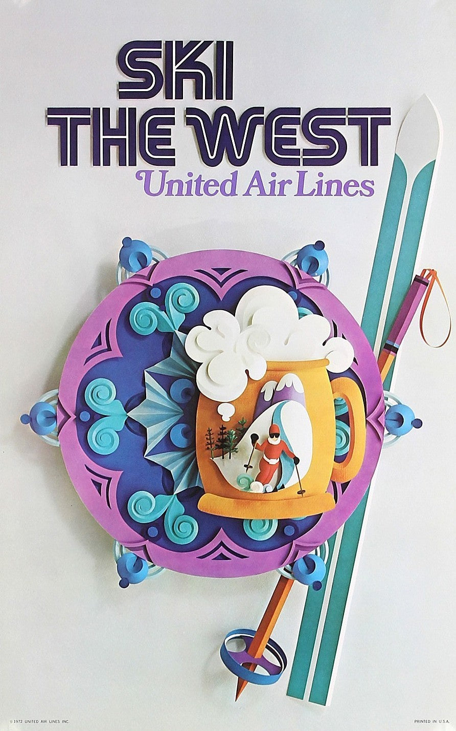 Ski the West, United Airlines - Authentic Vintage Poster
