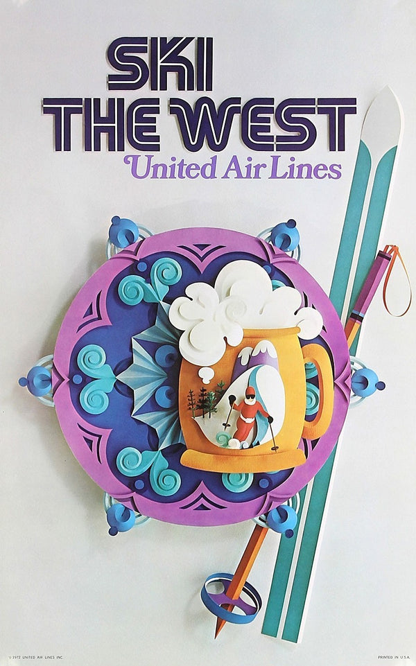 Ski the West, United Airlines - Authentic Vintage Poster