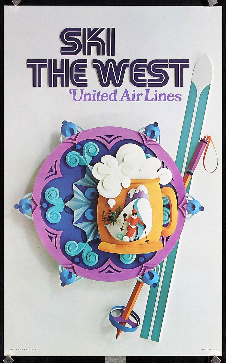 Ski the West, United Airlines - Authentic Vintage Poster